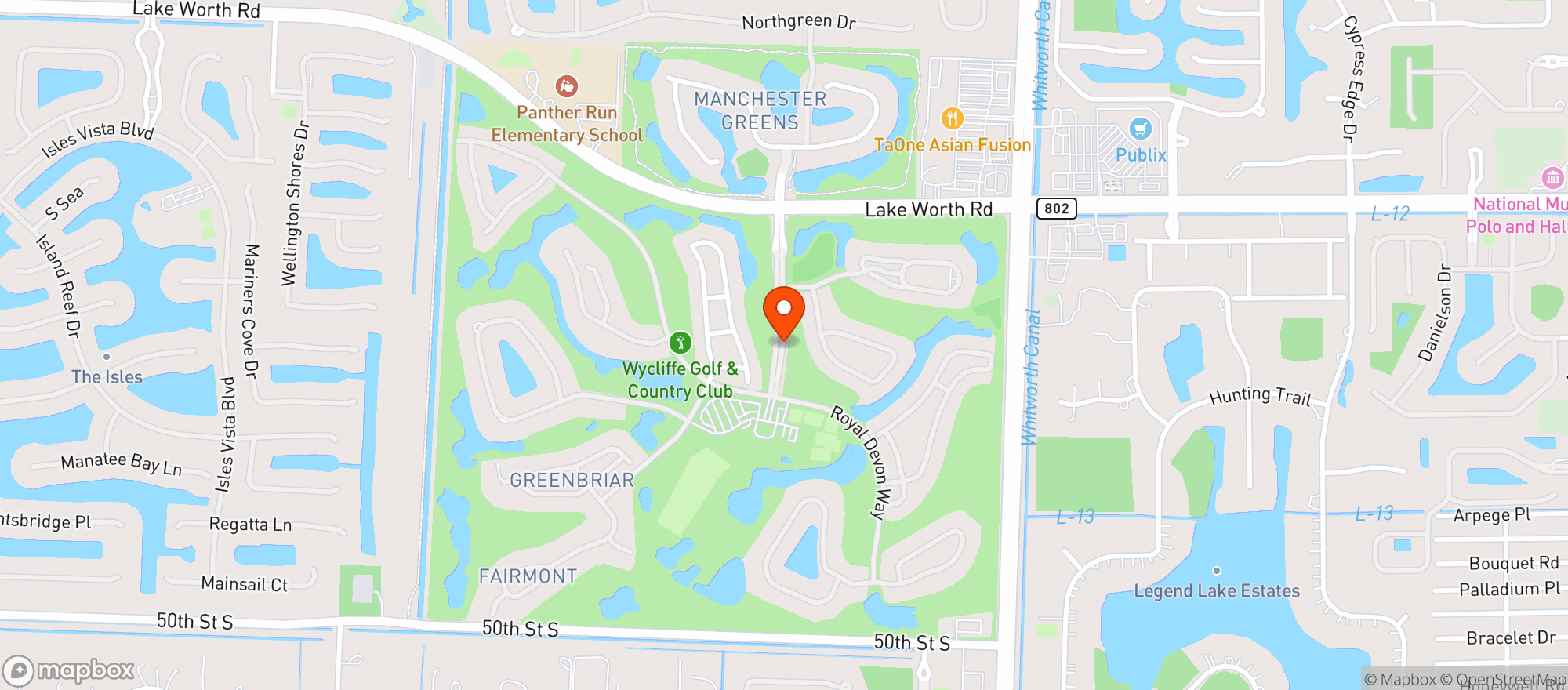 Map showing Wycliffe Golf & Country Club