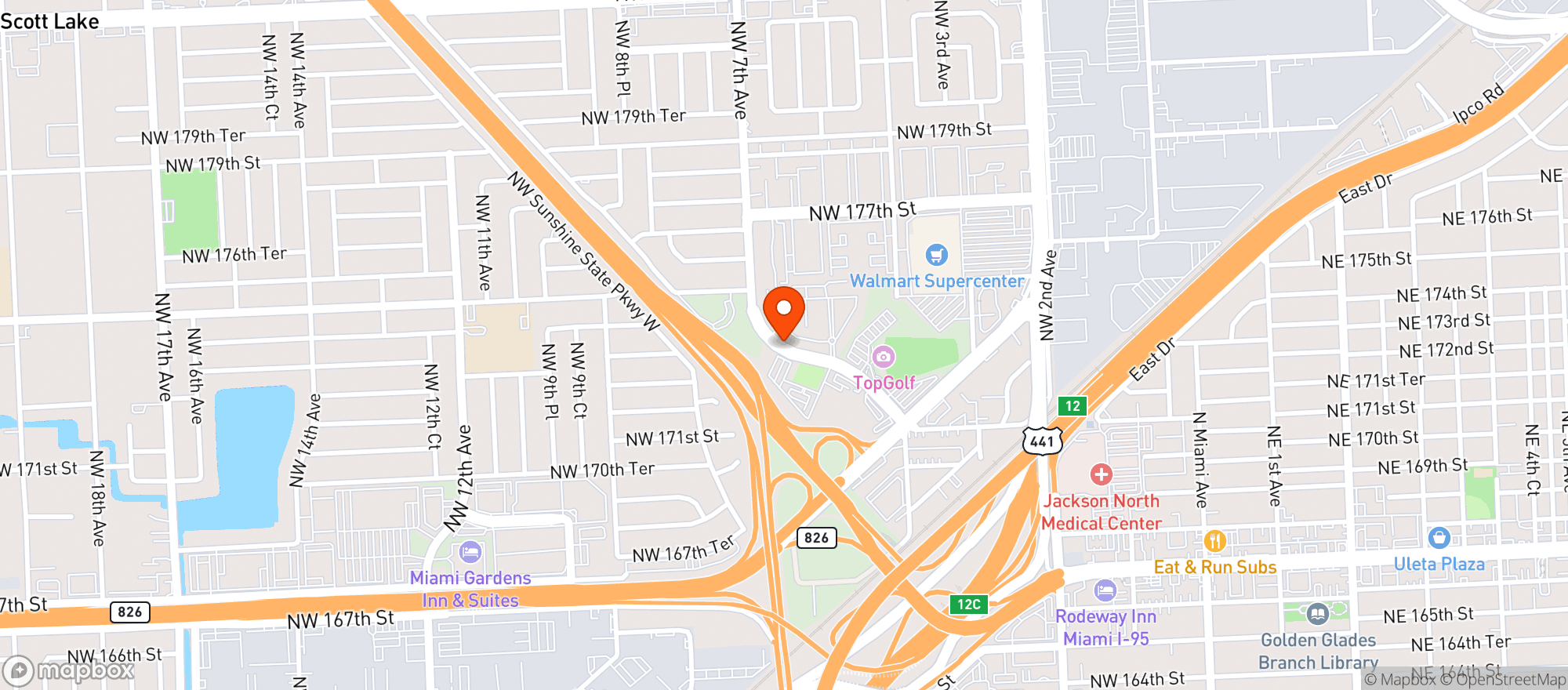 Map showing Topgolf