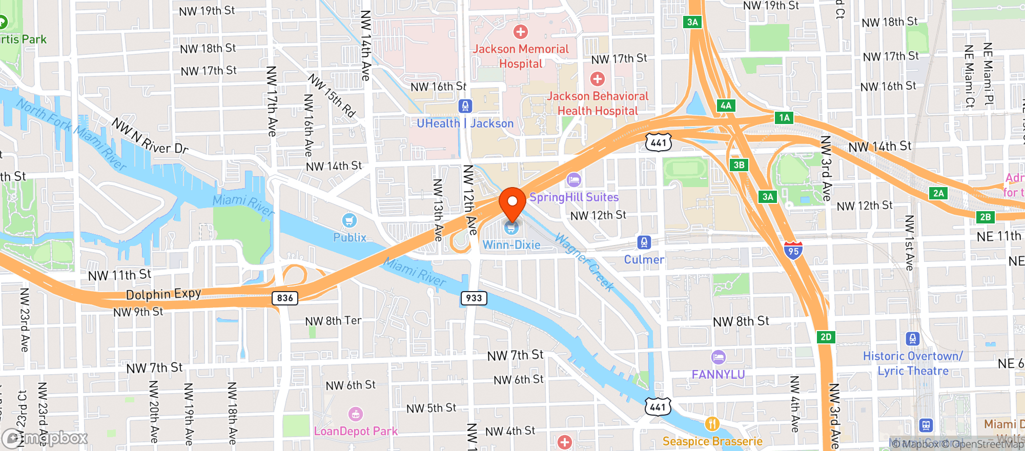 Map showing Winn Dixie Store #247