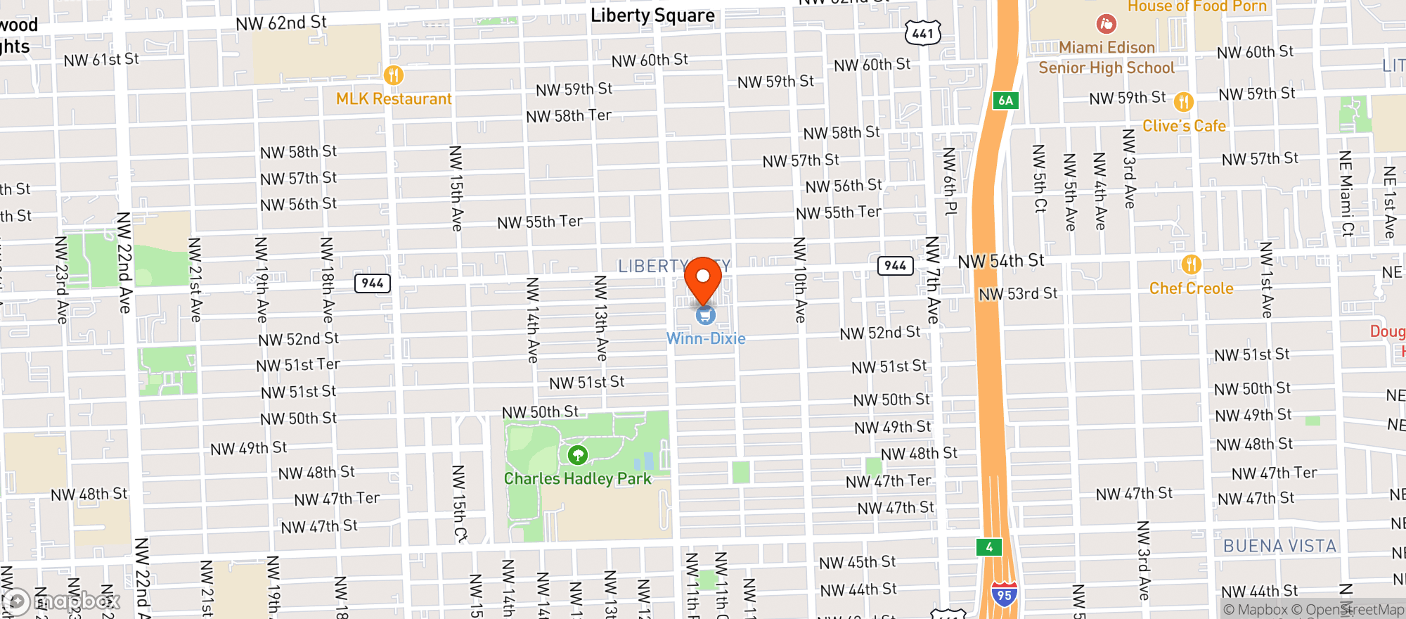 Map showing Winn Dixie