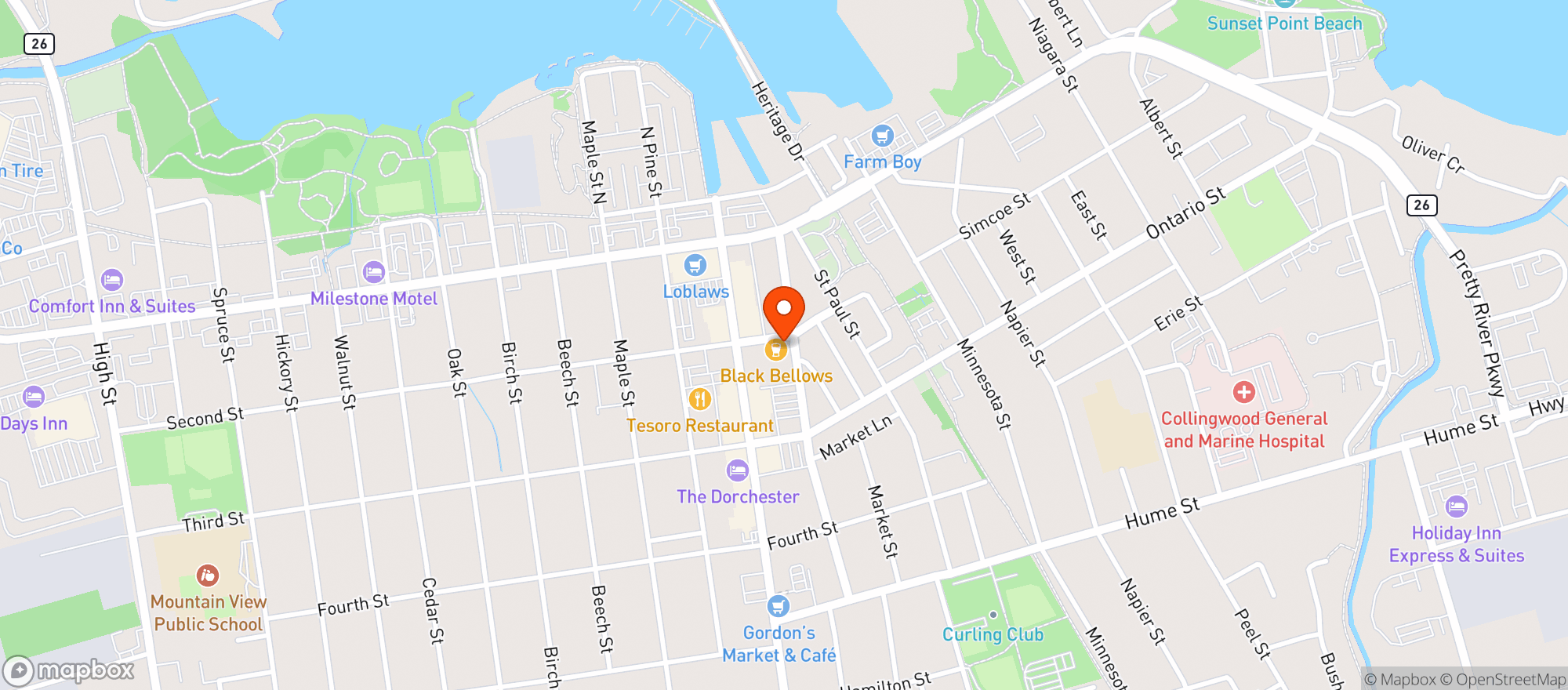 Map showing Black Bellows Brewing Co.