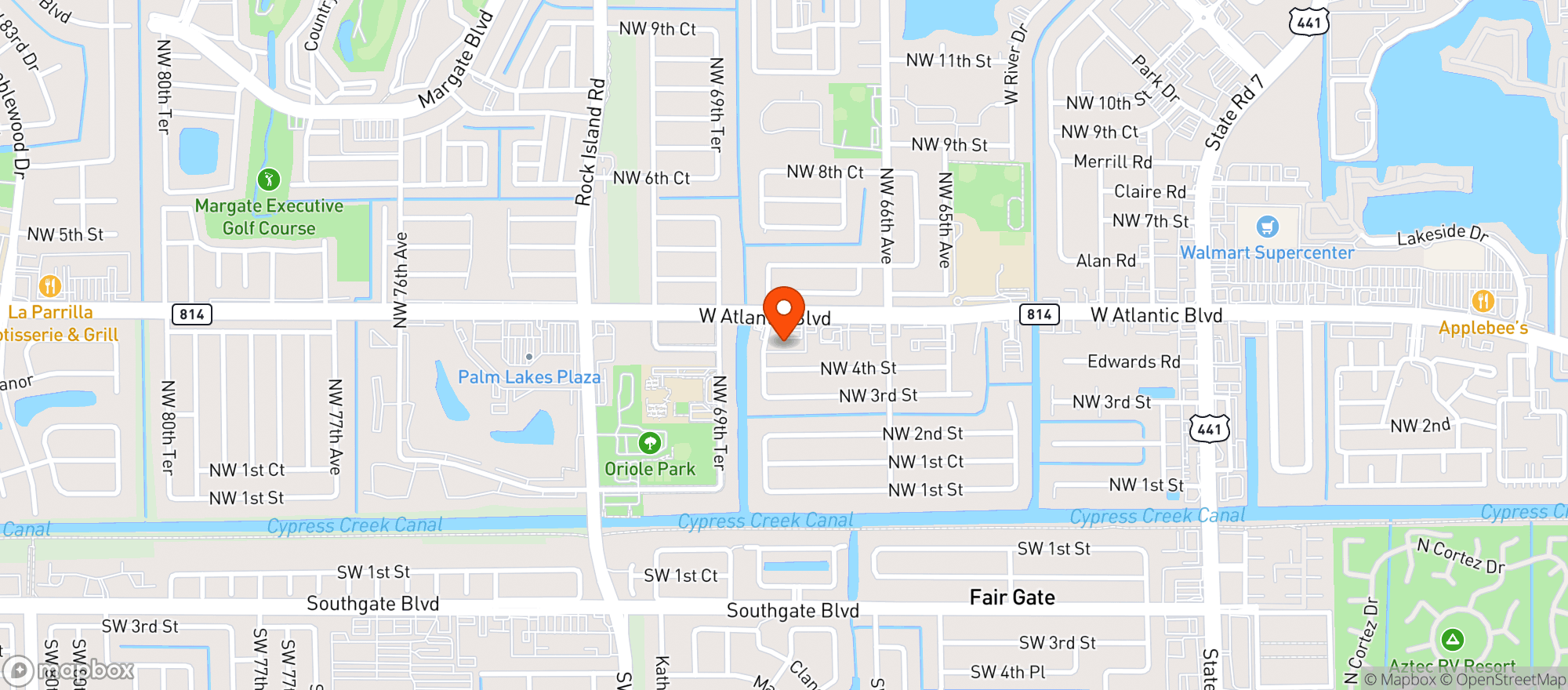 Map showing Palm Lakes Liquors