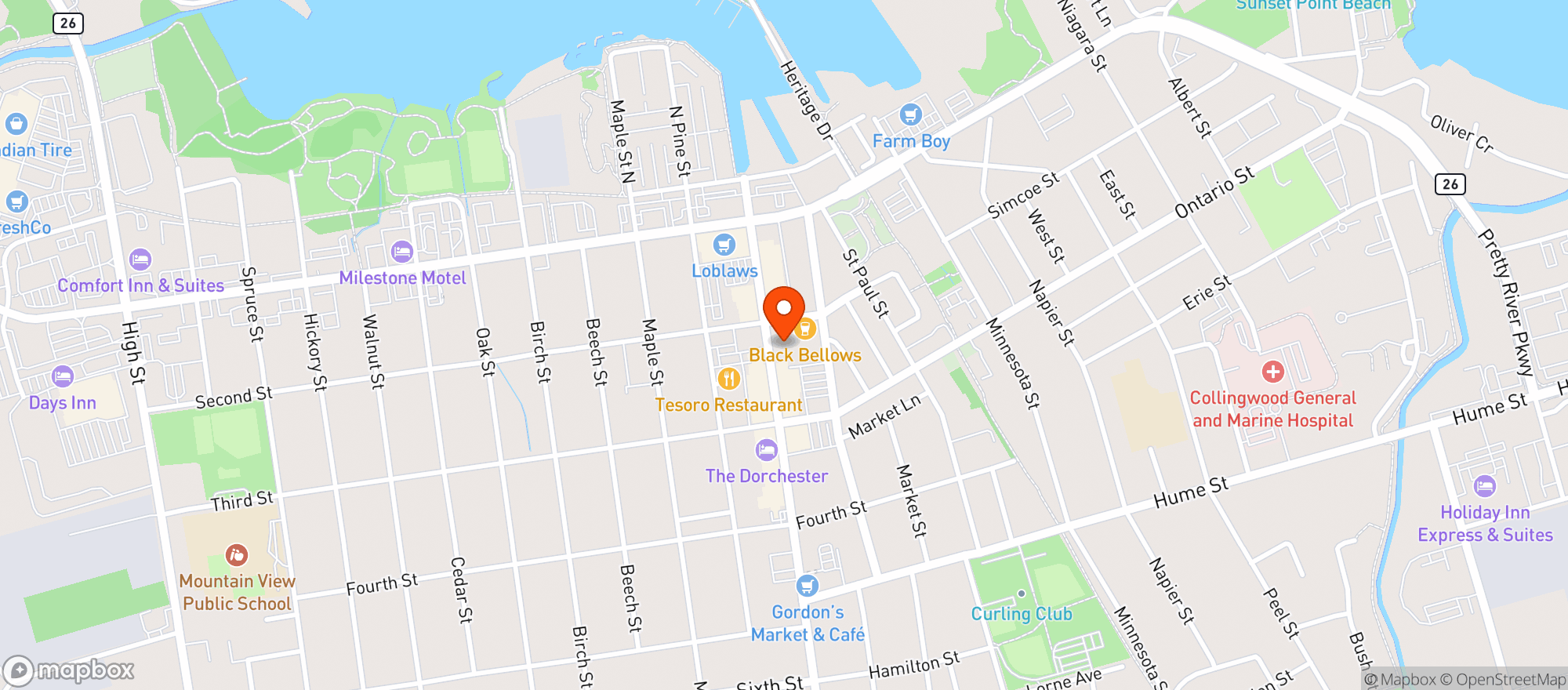 Map showing Gibson & Company