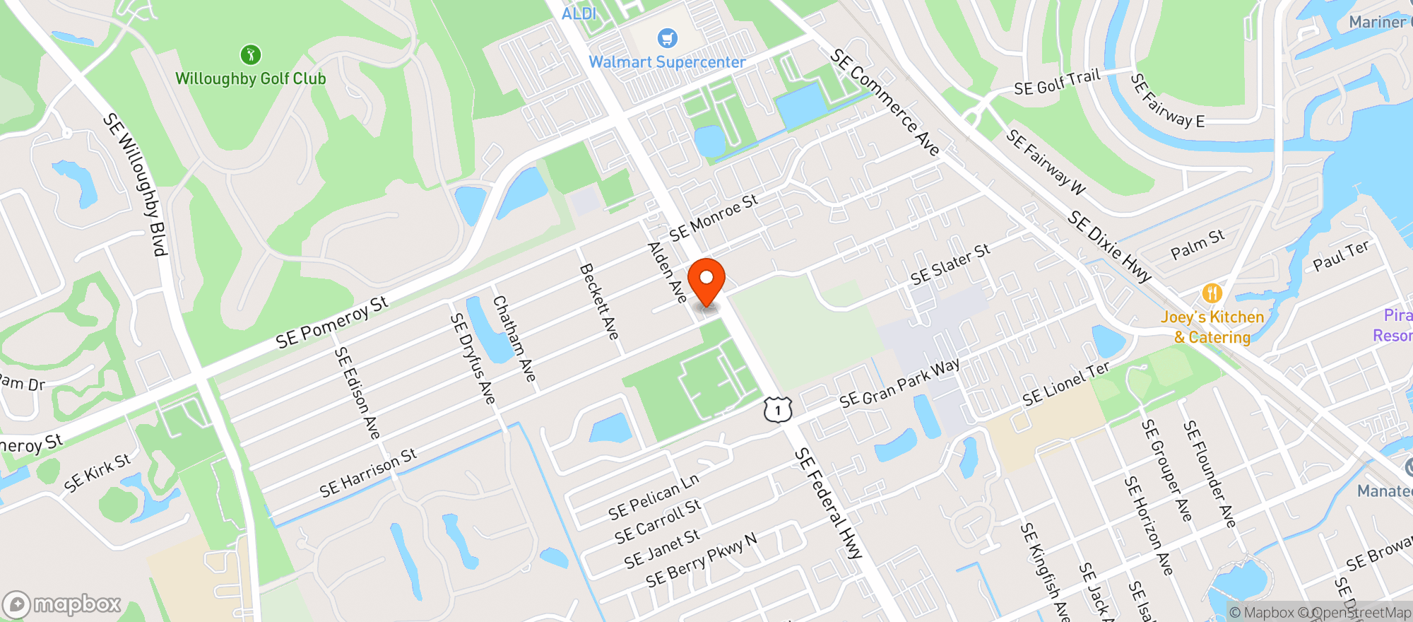 Map showing Exxon Mart