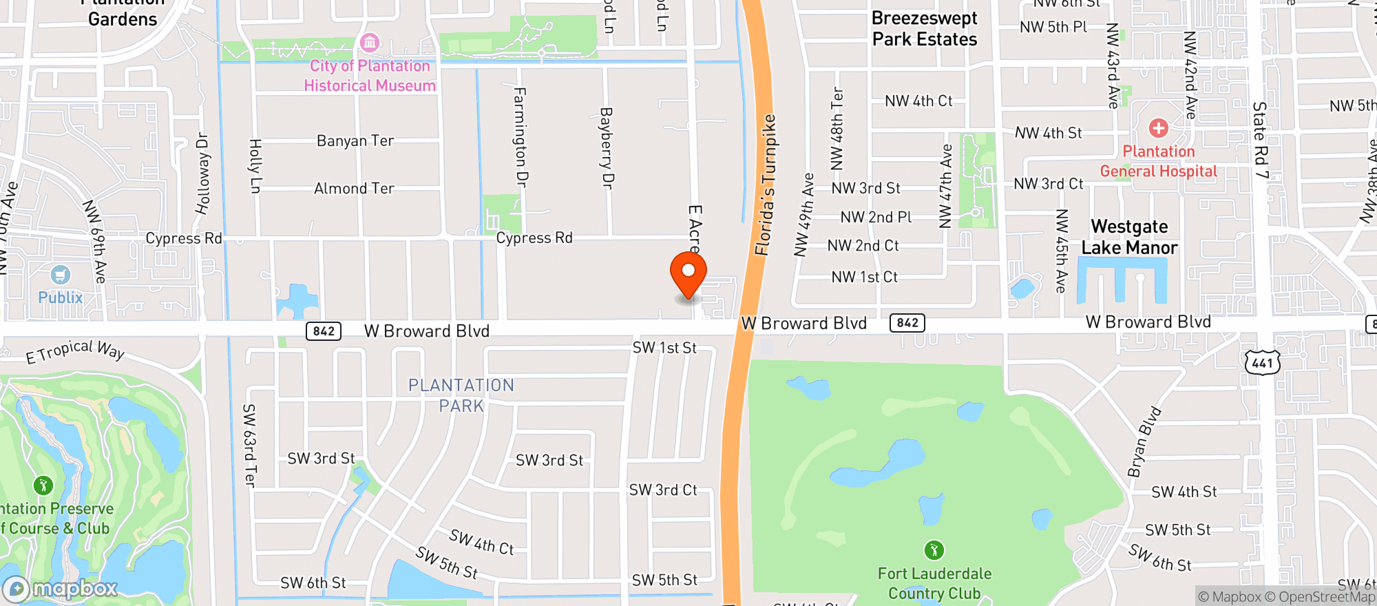 Map showing Plantation Wine & Liquors
