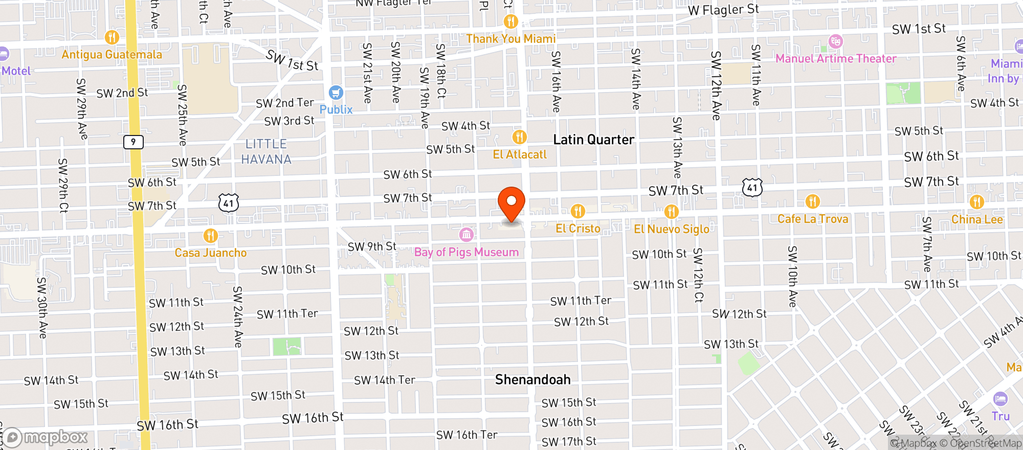 Map showing Casa Tiki