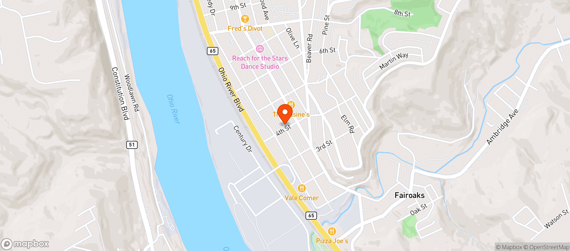 Map showing FOURTH STREET POP & BEER
