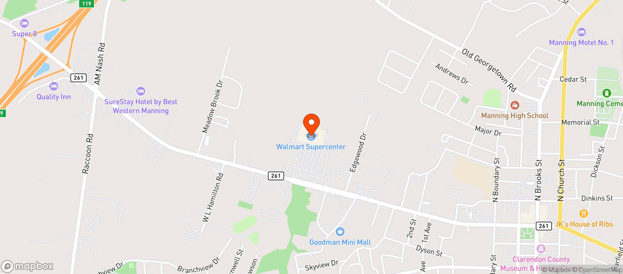 Map showing WALMART SUPERCENTER