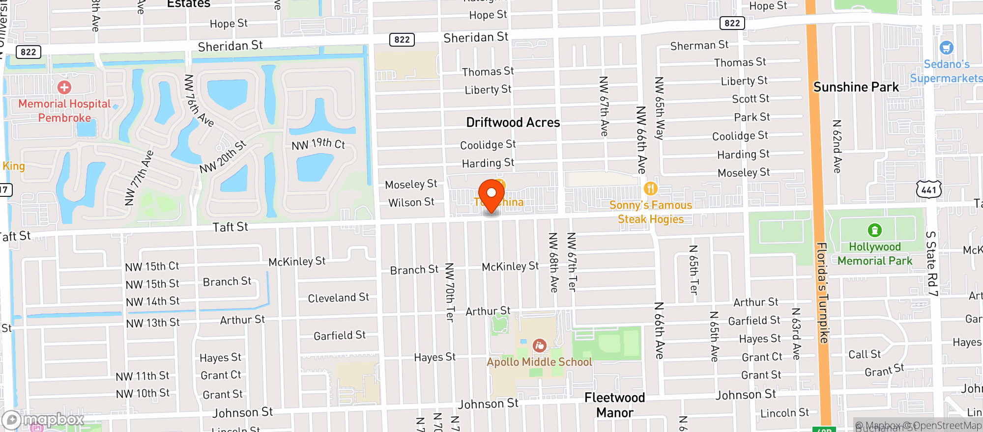Map showing Big Daddy's Wine And Liquor - Hollywood (taft Street)