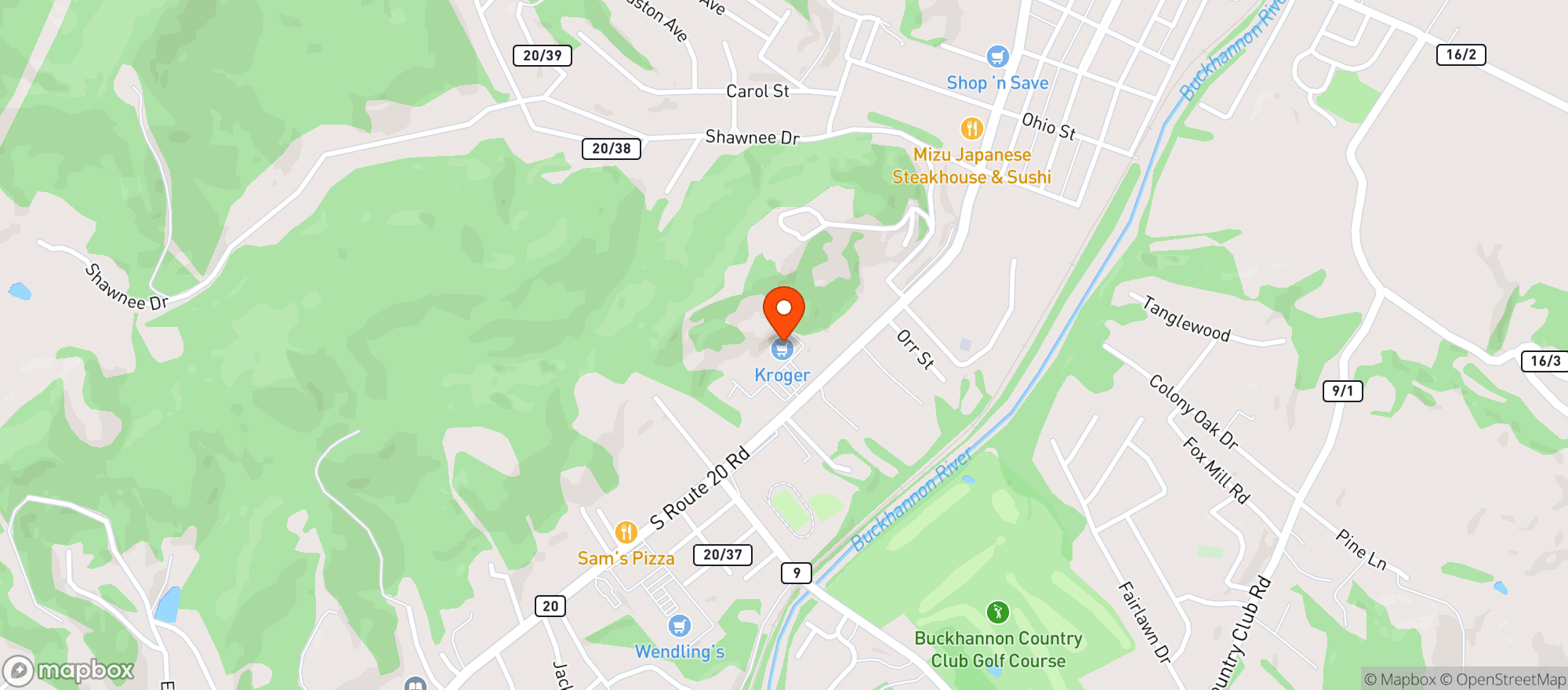 Map showing Kroger