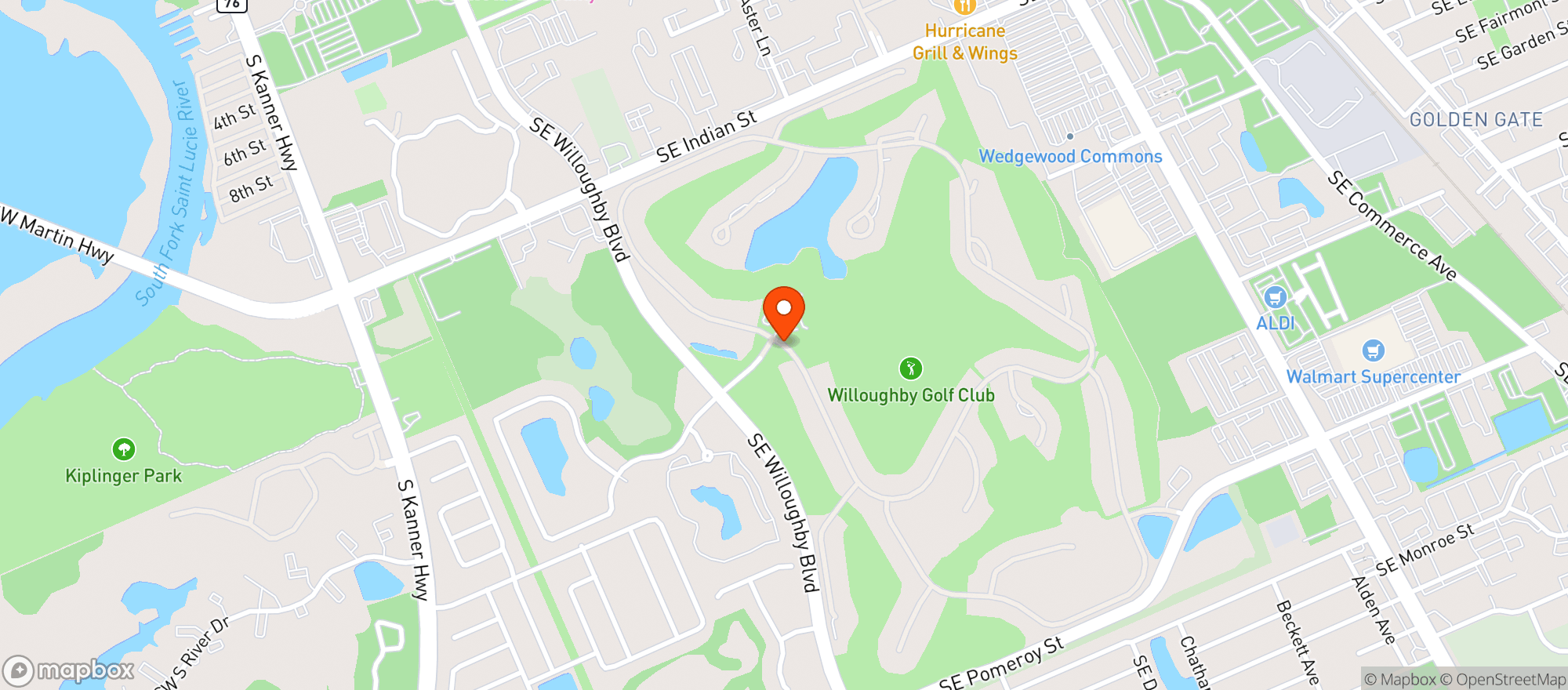 Map showing Willoughby Golf Club