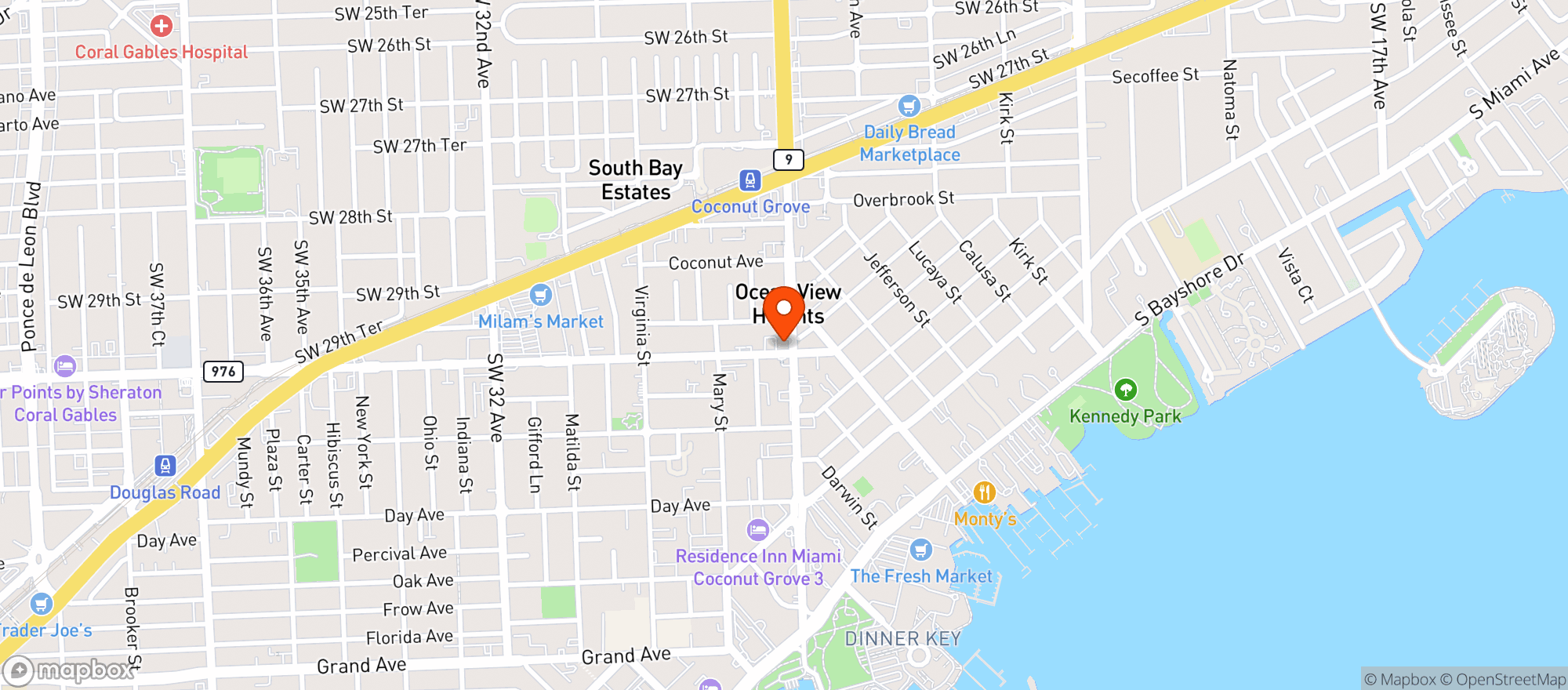 Map showing BIG DADDY'S WINE AND LIQUOR - MIAMI (COCONUT GROVE)