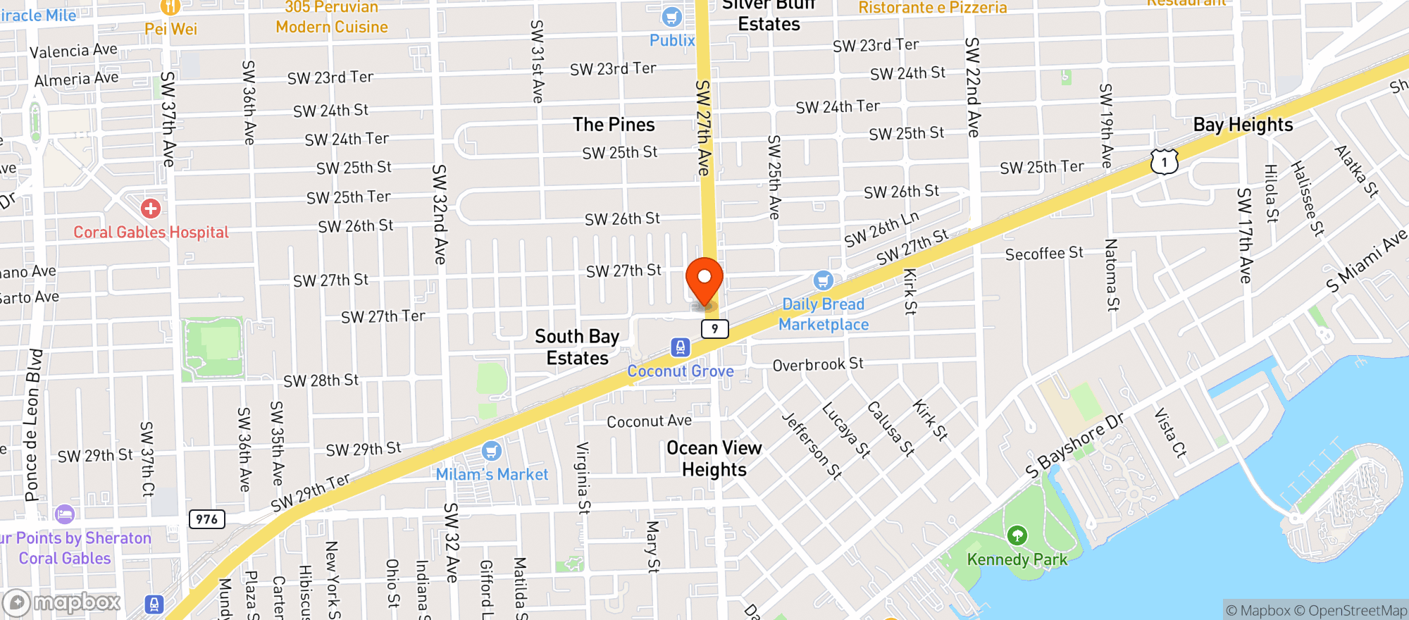 Map showing SPROUTS - MIAMI-COCONUT GROVE