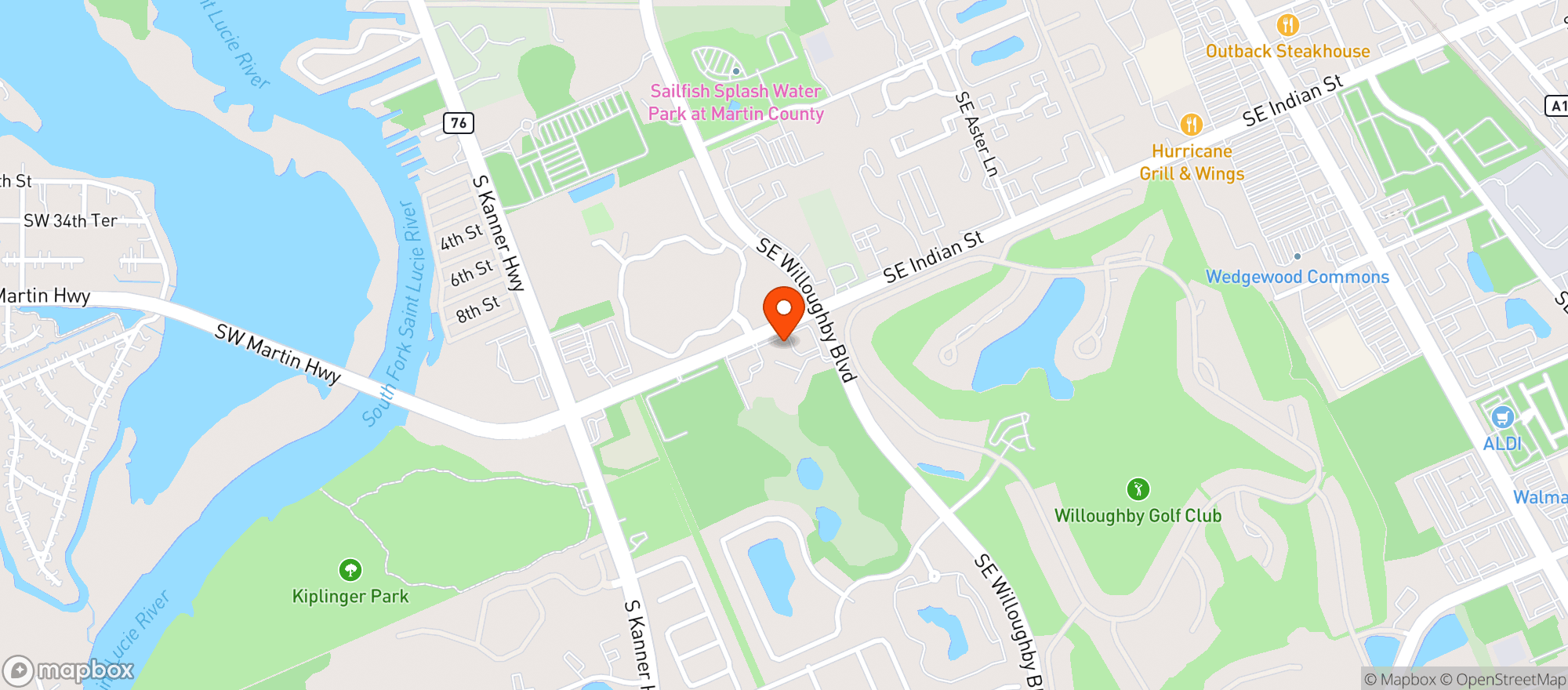 Map showing South Fork Restaurant & Bar