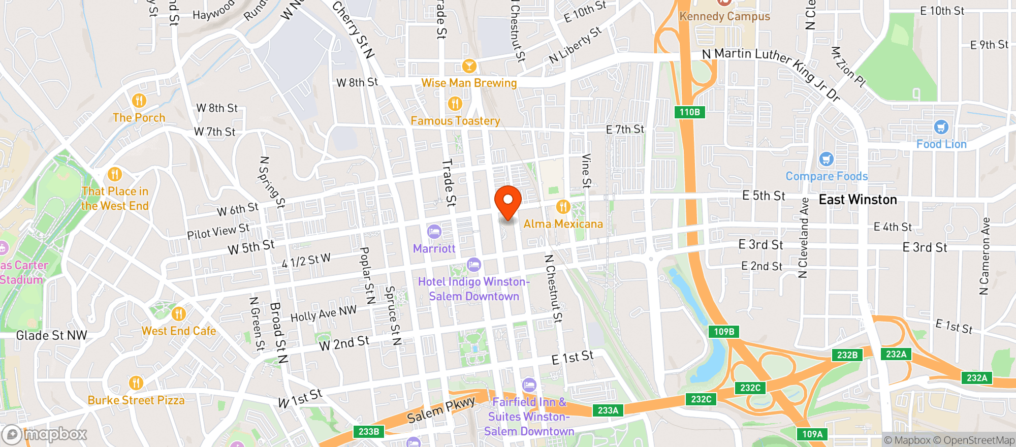 Map showing The Katharine Brasserie & Bar