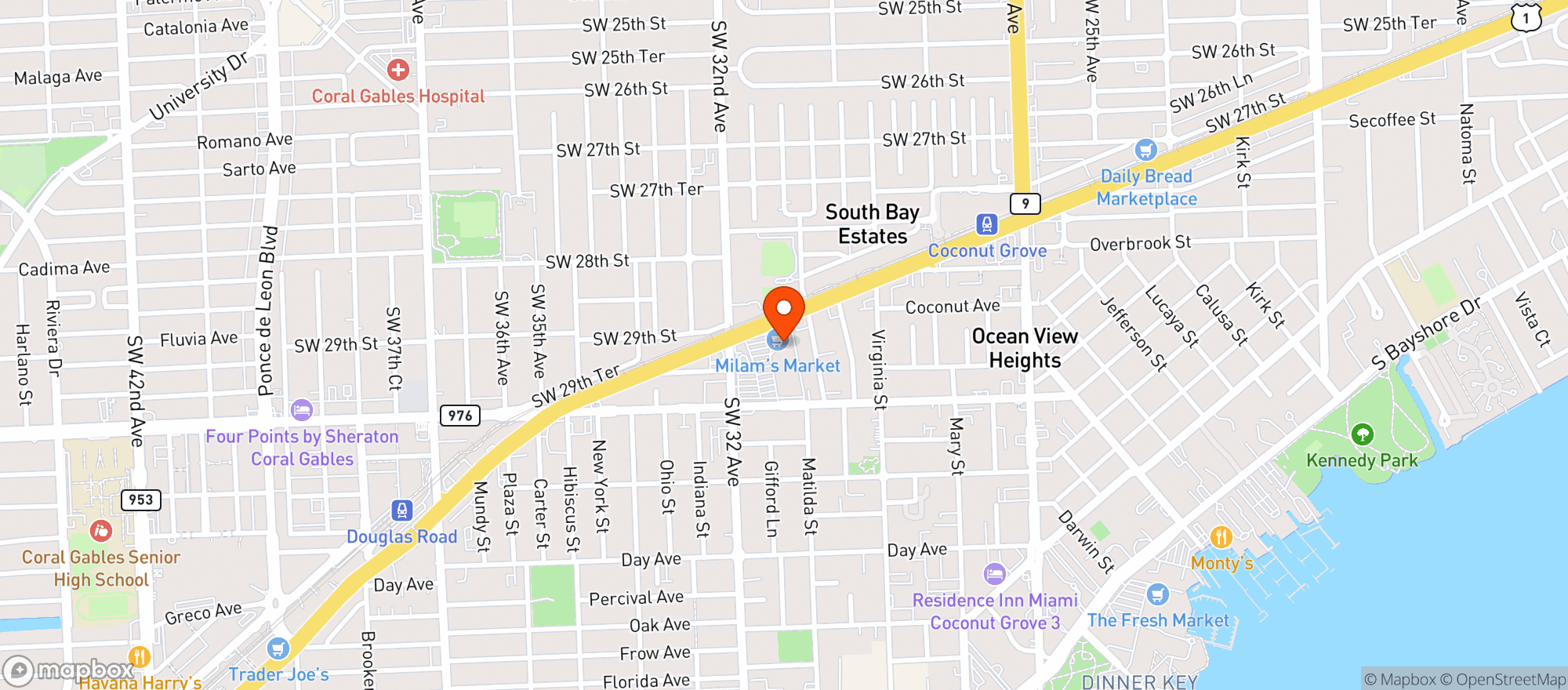 Map showing Milams Market