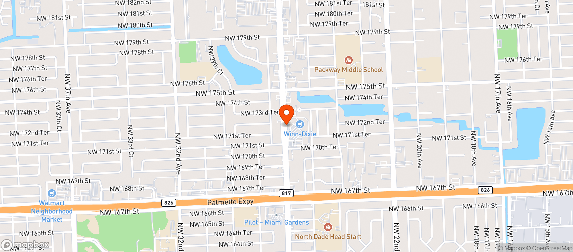 Map showing Winn Dixie