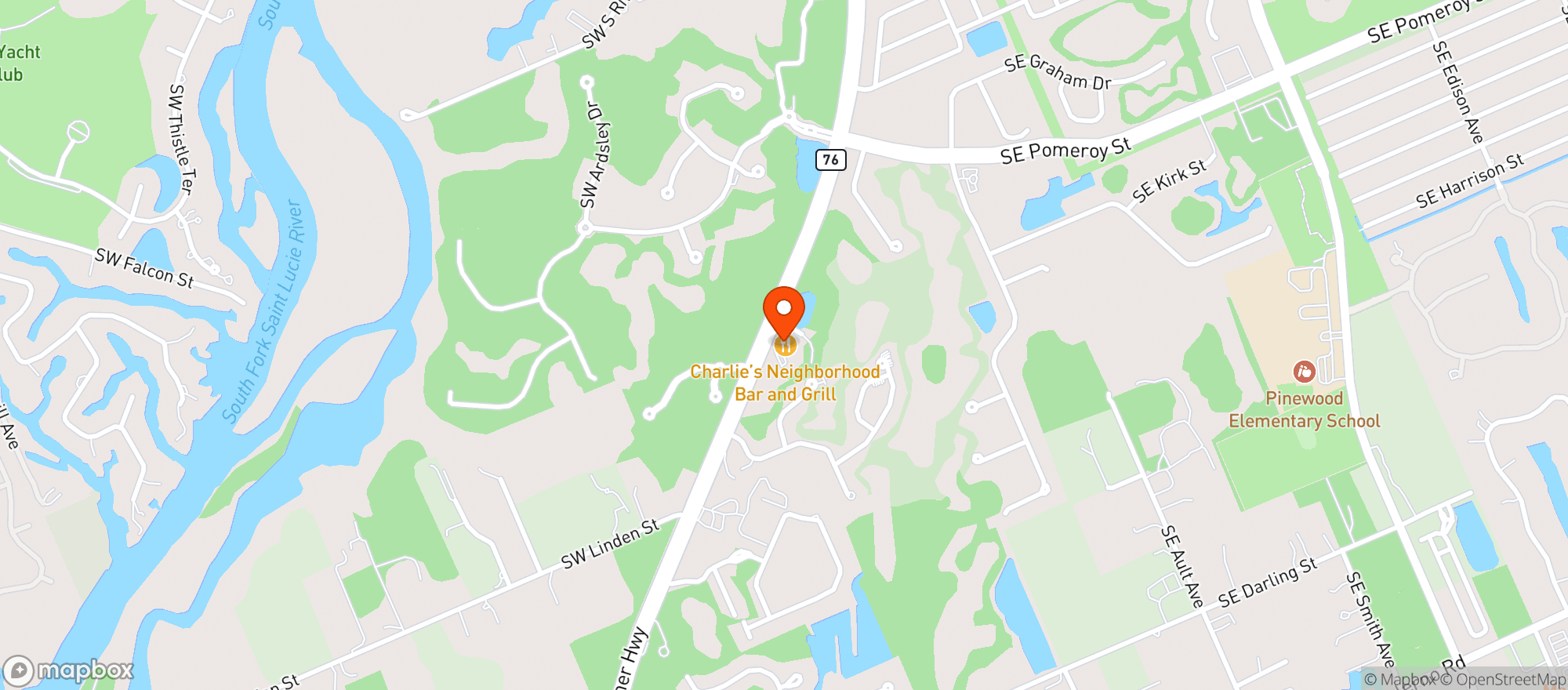 Map showing CHARLIE S BAR & GRILLE