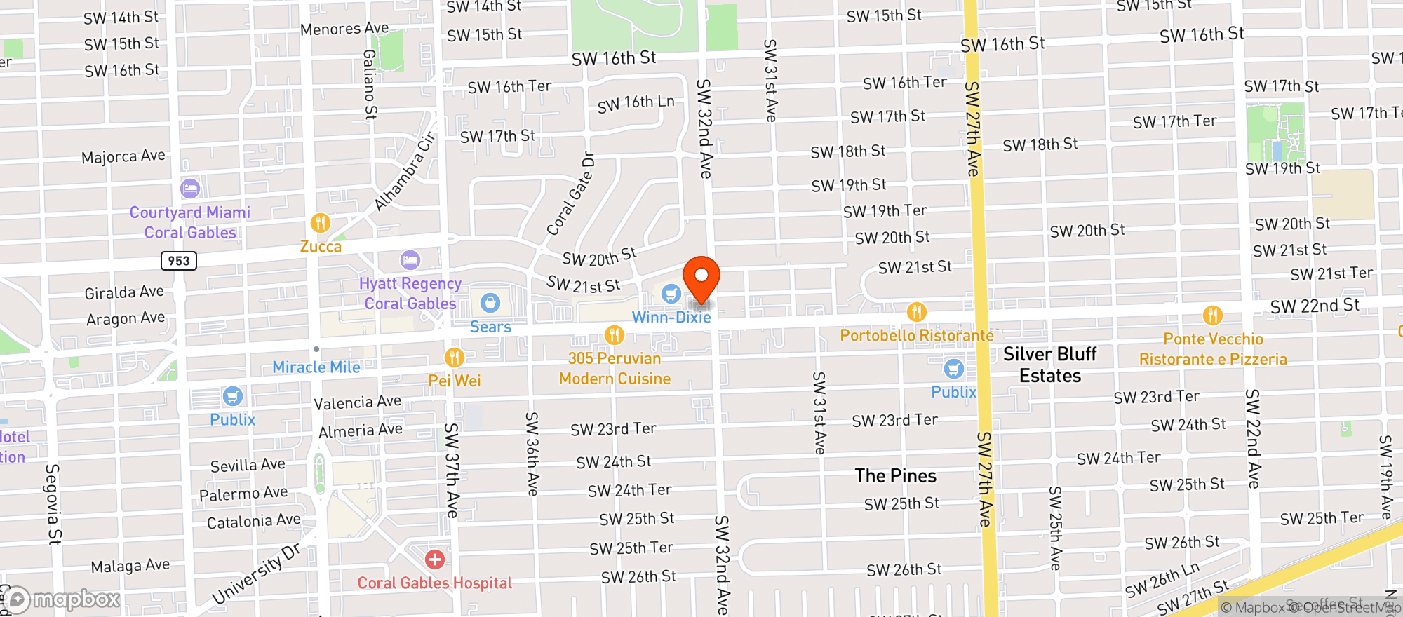 Map showing MOBIL MART 3201*