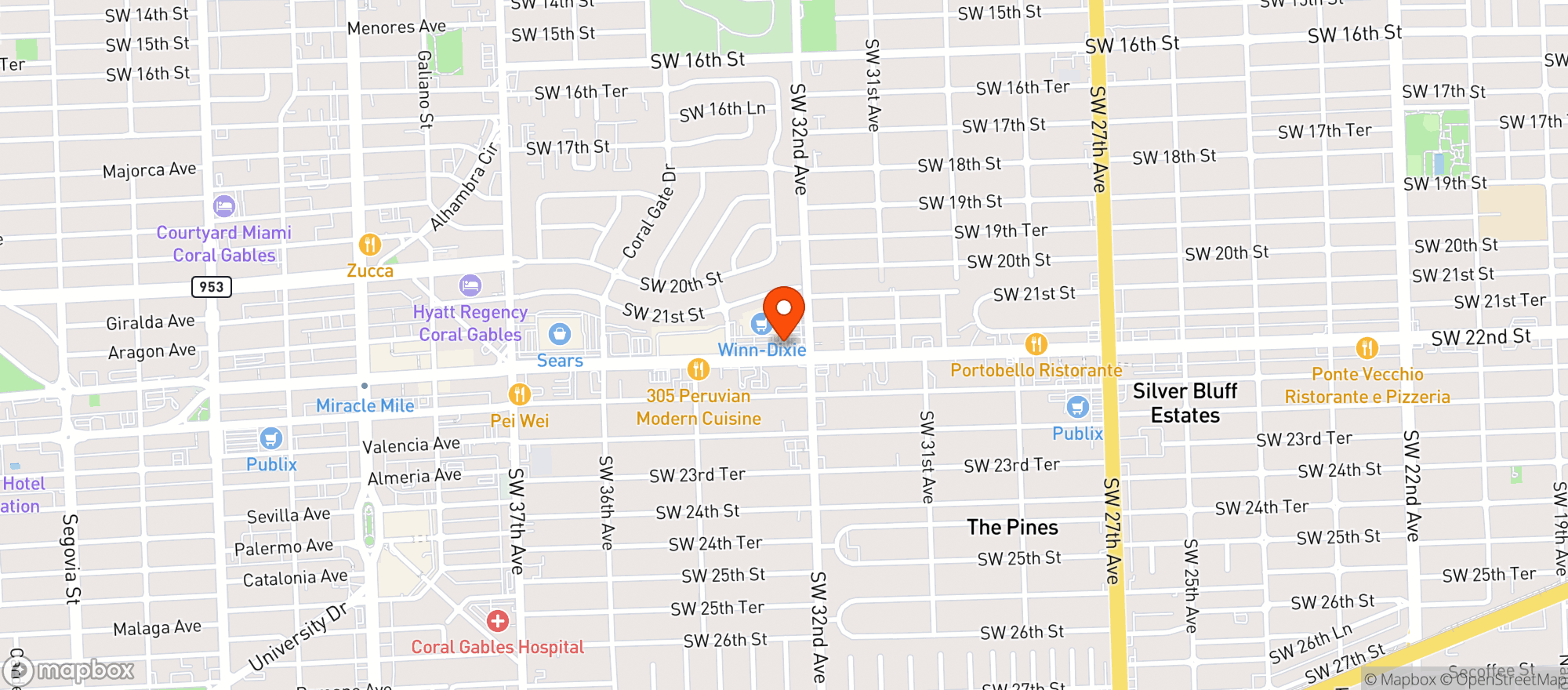 Map showing WINN DIXIE #251