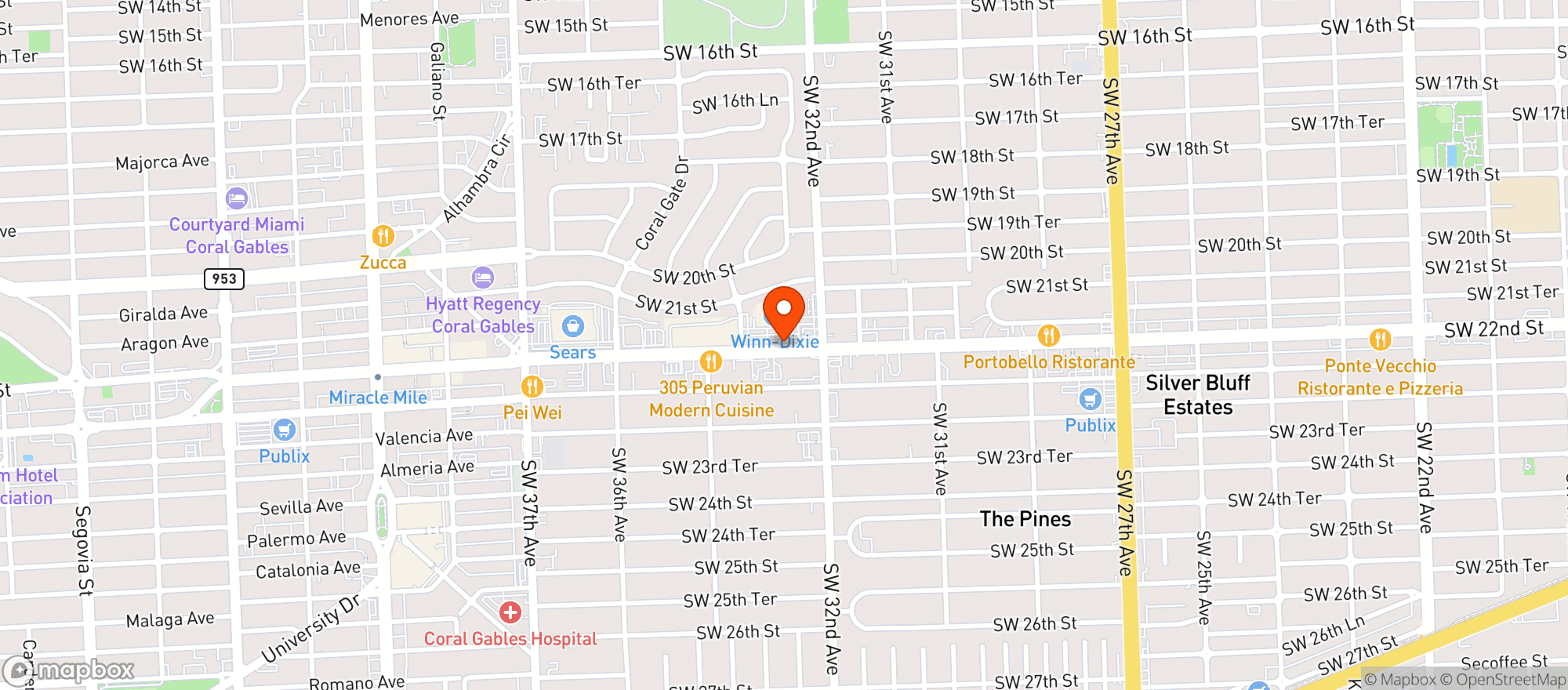 Map showing Winn Dixie