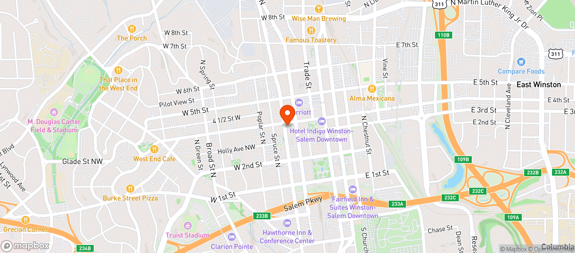 Map showing Mellow Mushroom