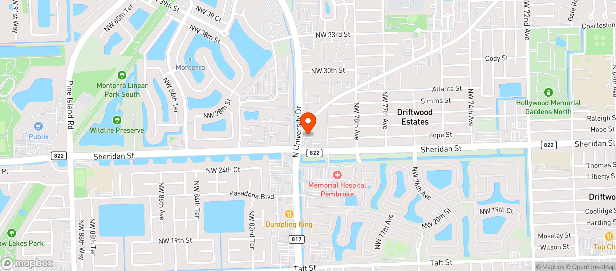 Map showing Big Daddy's Wine And Liquor - Hollywood (university Dr.)