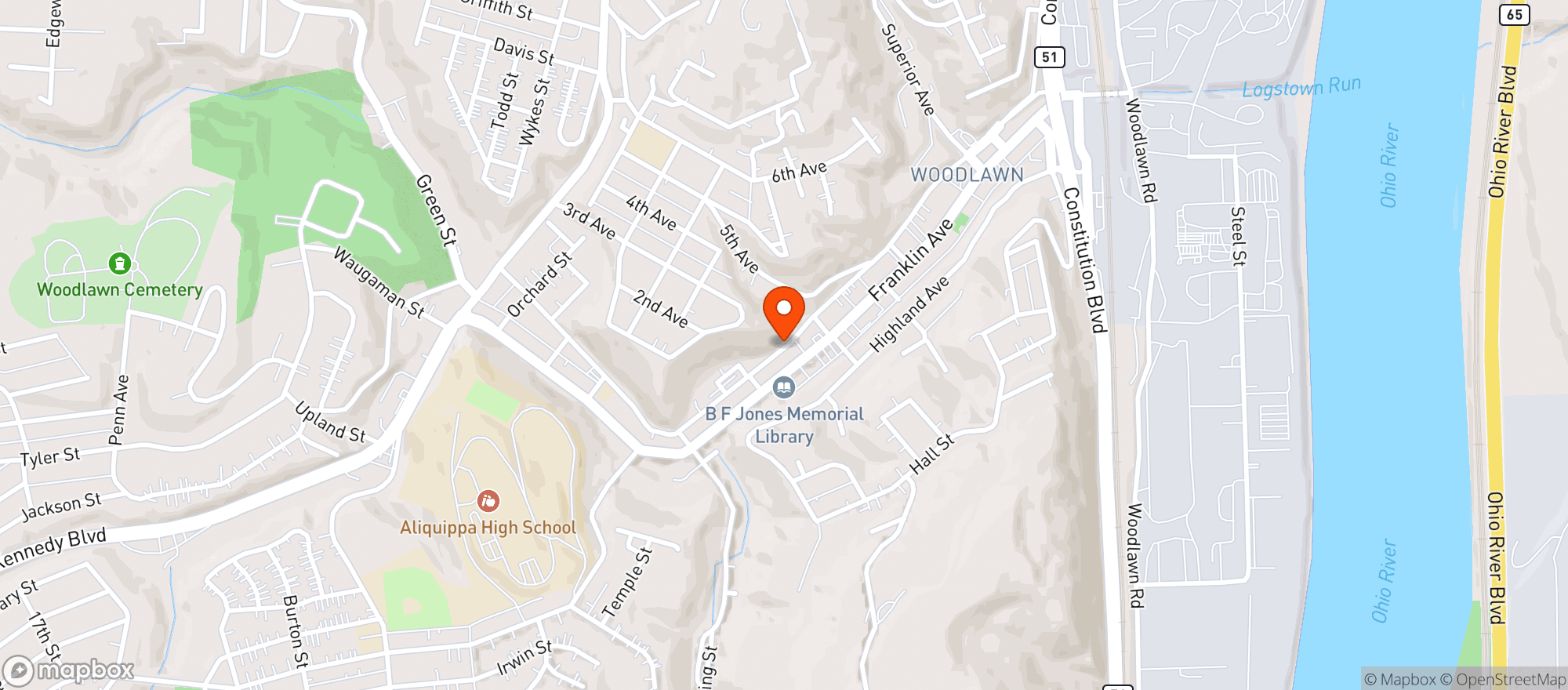 Map showing Aliquippa Beer