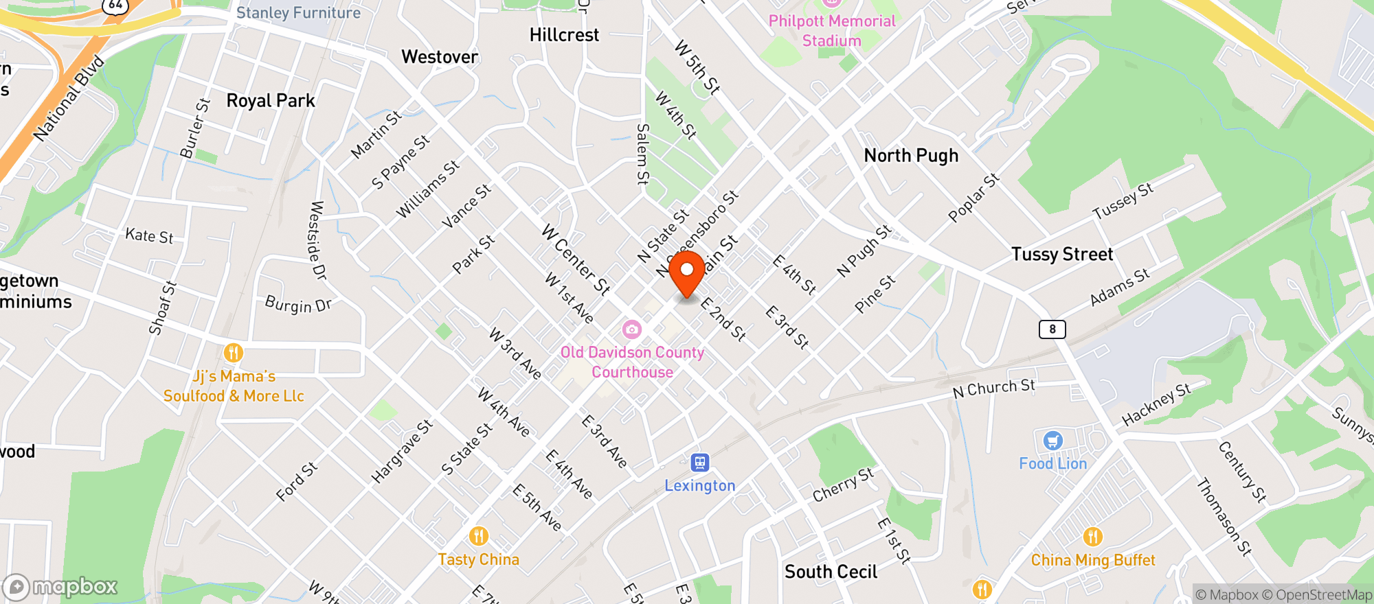Map showing Uptown Billiards
