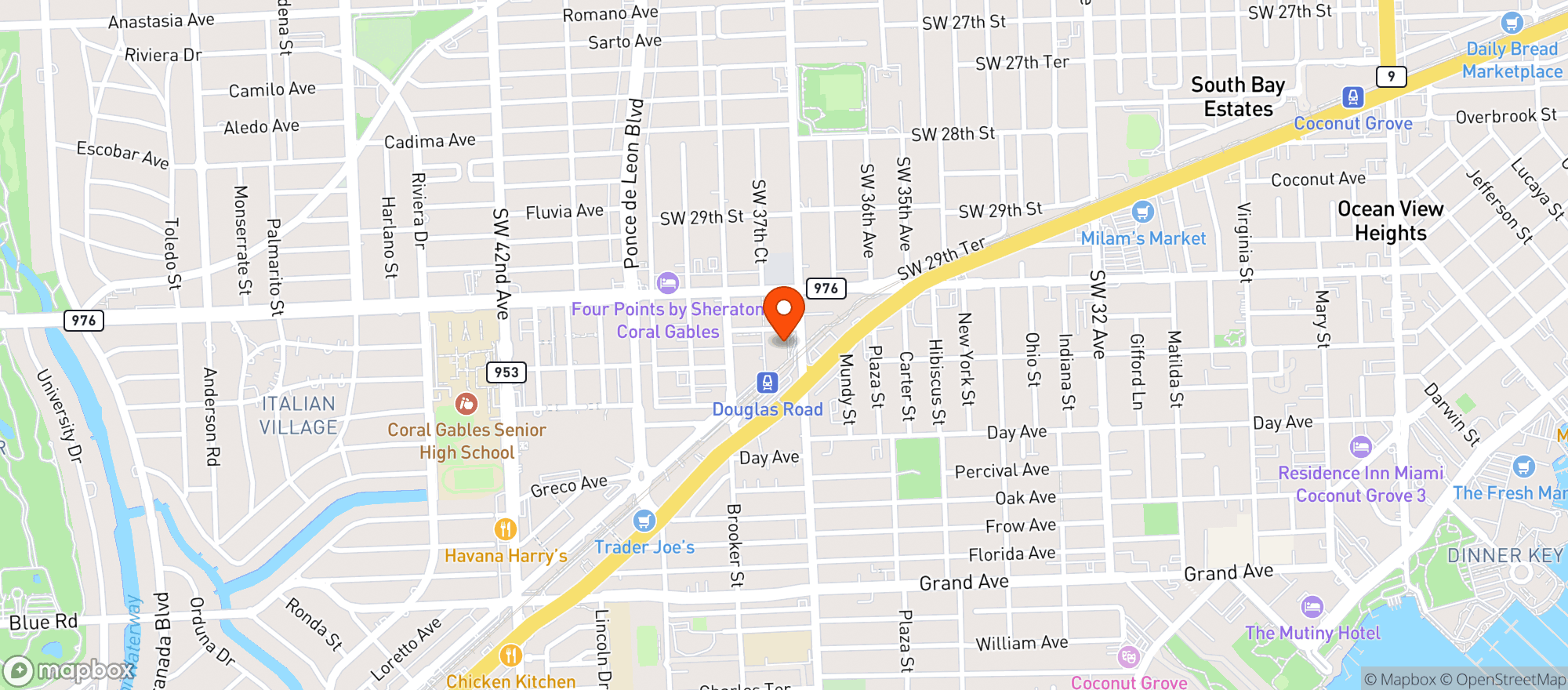 Map showing Milam's Market