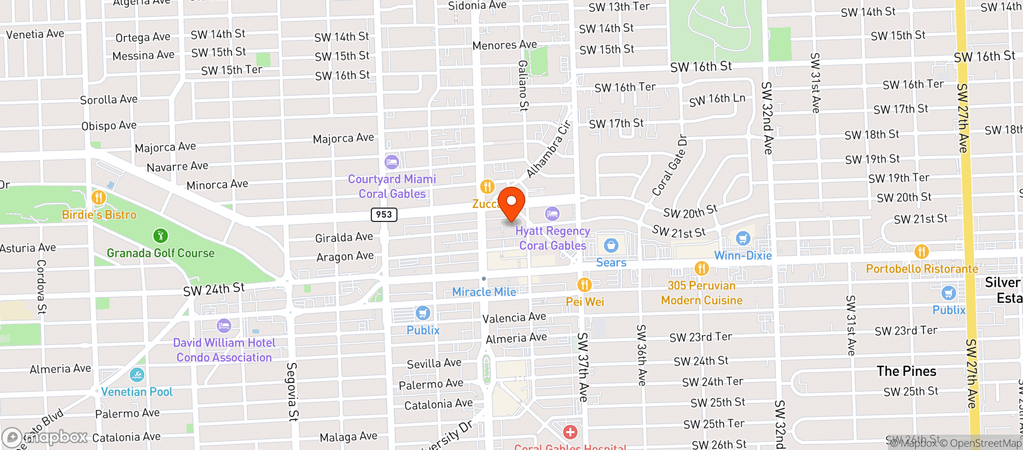 Map showing Craft Coral Gables
