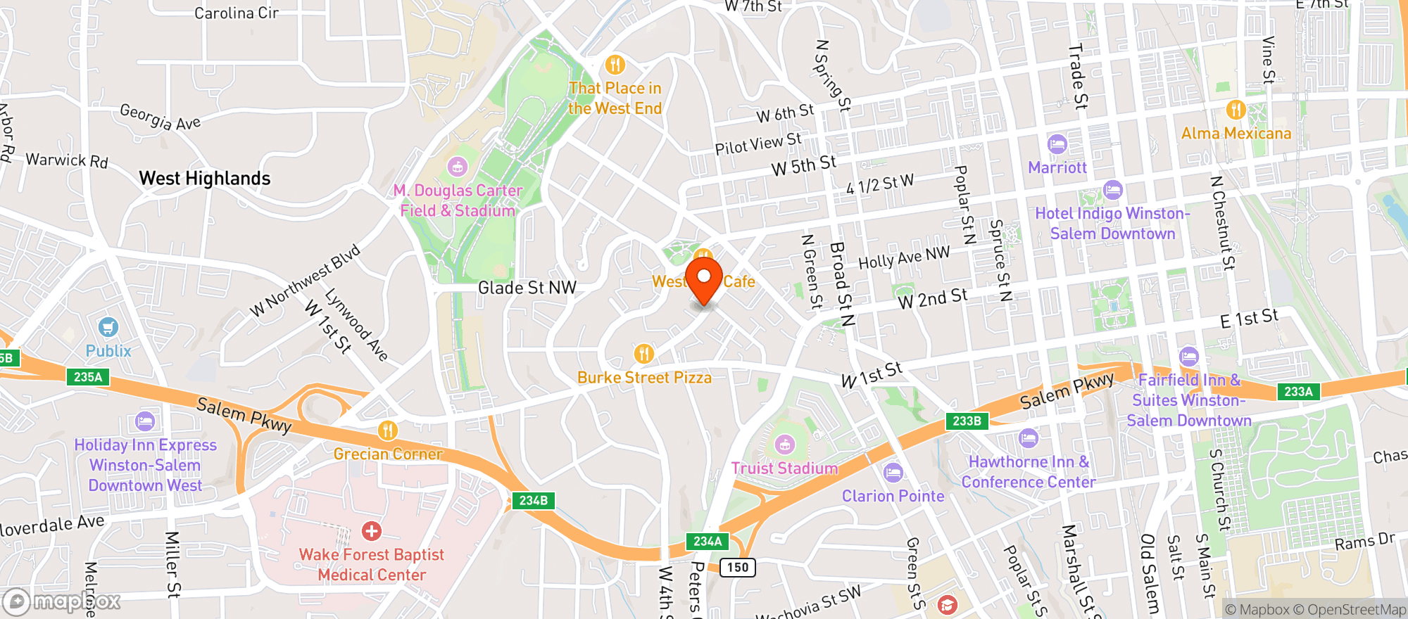 Map showing Betty on Burke