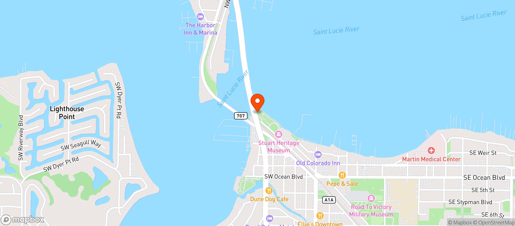 Map showing Hudson'S On The River