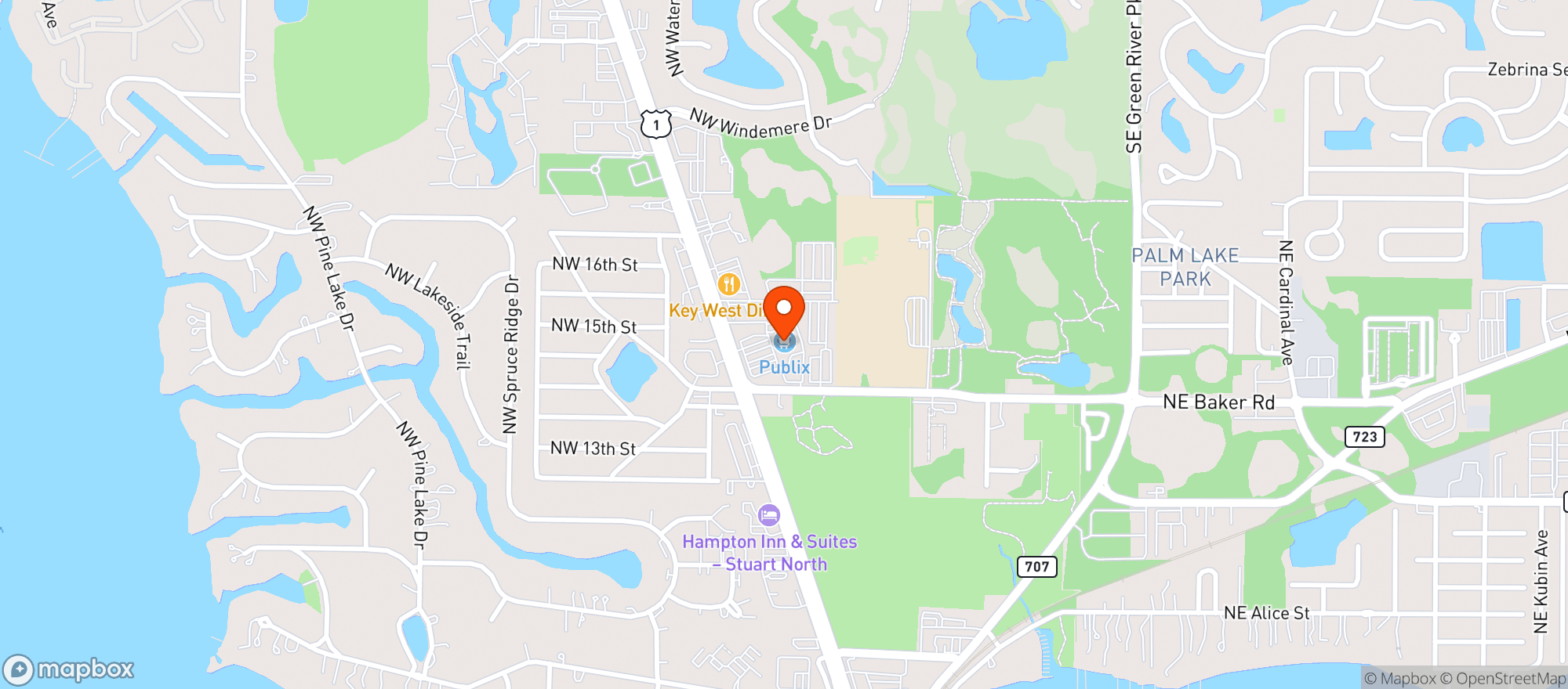 Map showing Publix