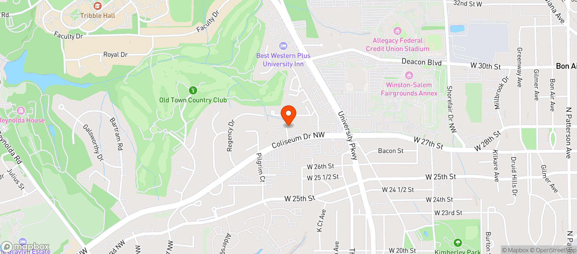 Map showing Ryans Restaurant