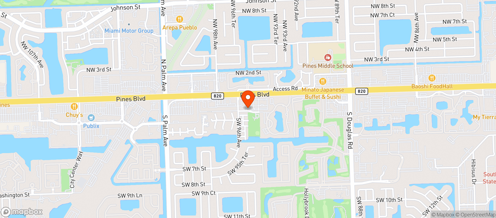 Map showing Smoove's Smoke Shop Miramar