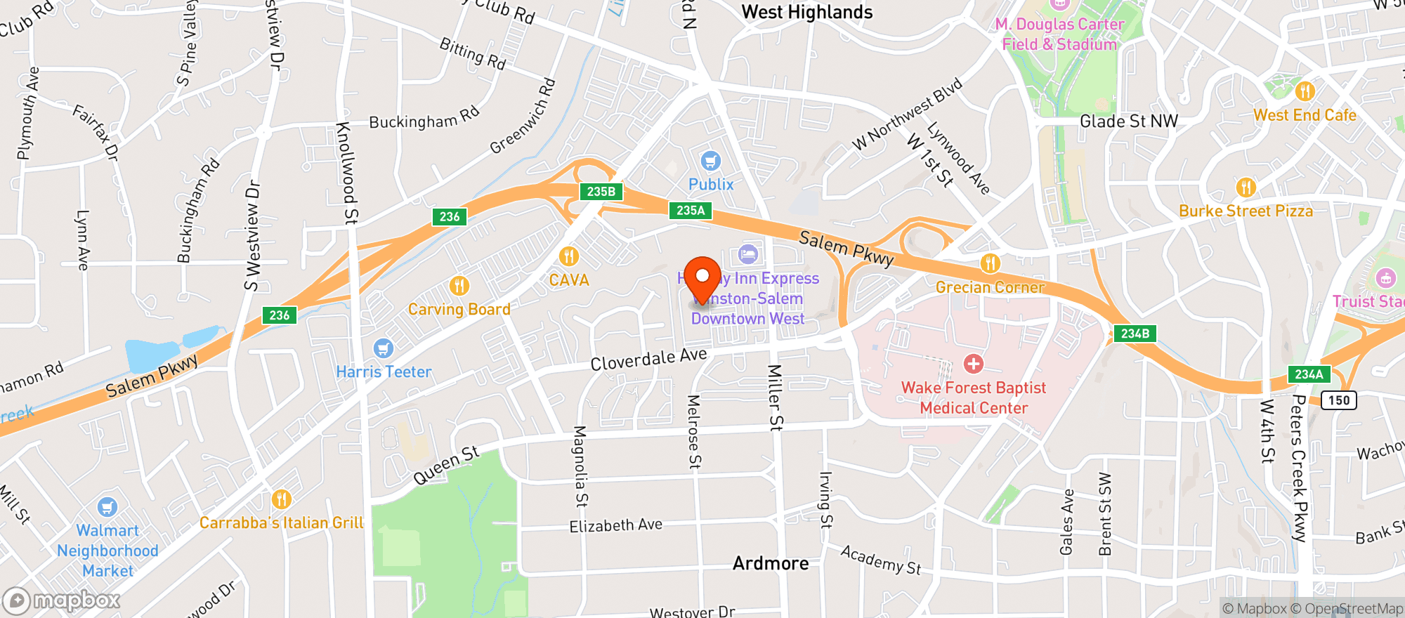 Map showing HARRIS TEETER (CLOVERDALE)
