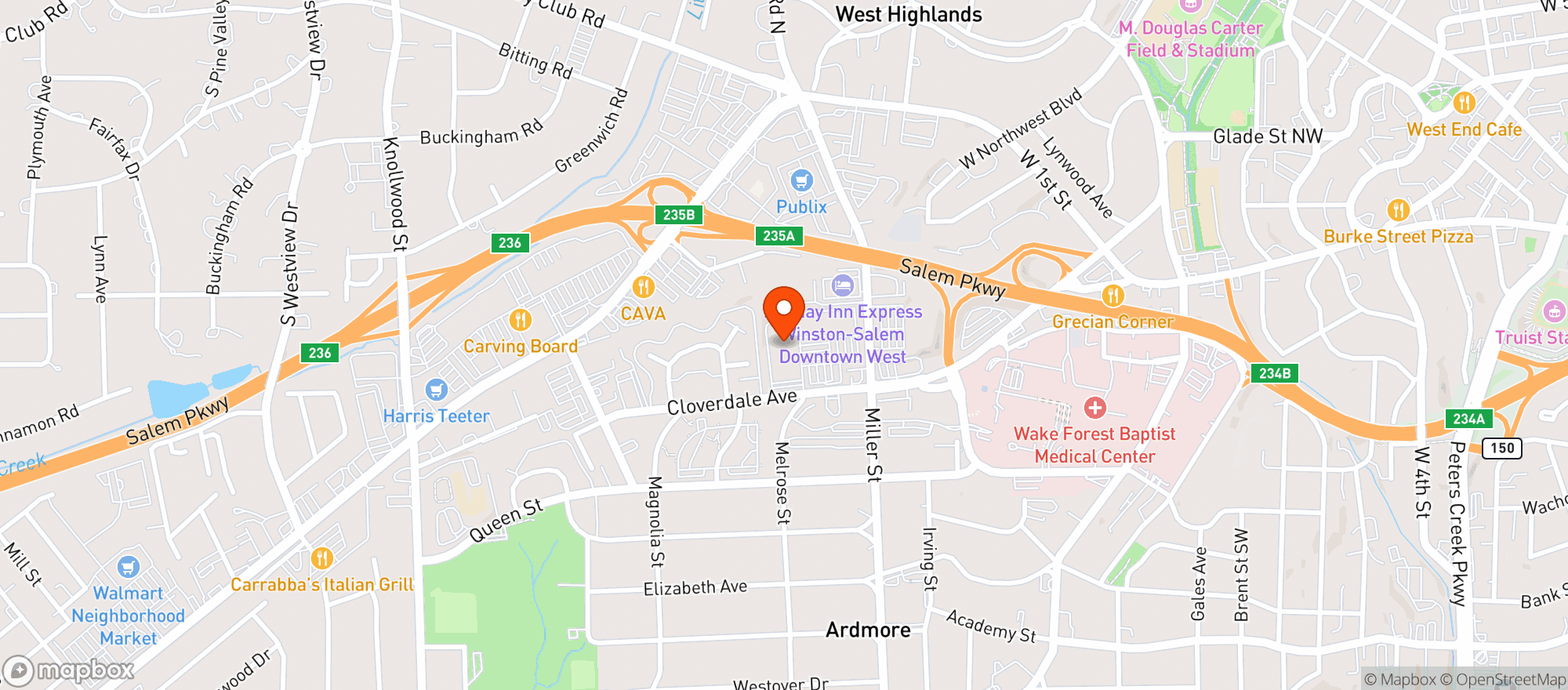 Map showing Harris Teeter