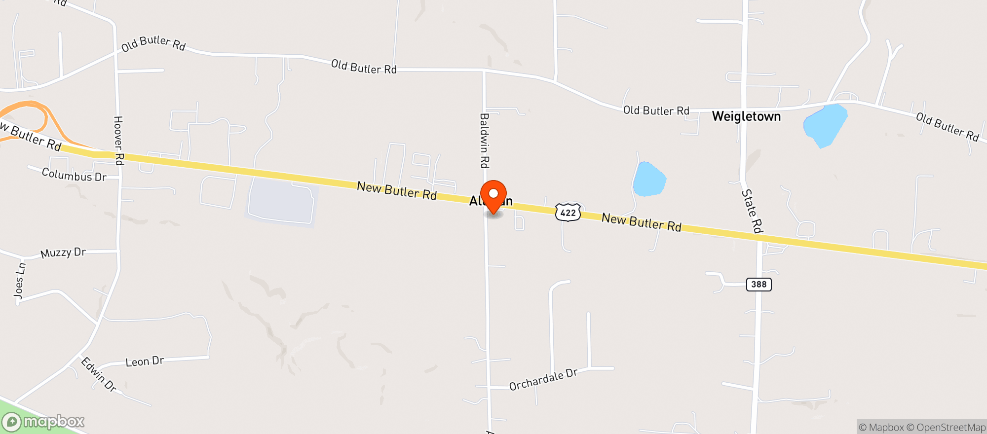 Map showing Shenango Beverage