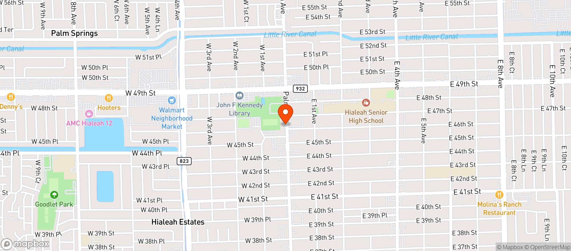 Map showing KEVS CORNER MARKET
