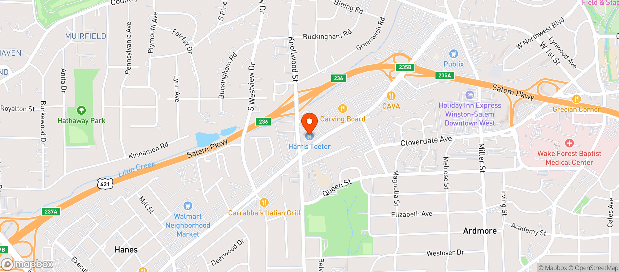 Map showing Harris Teeter