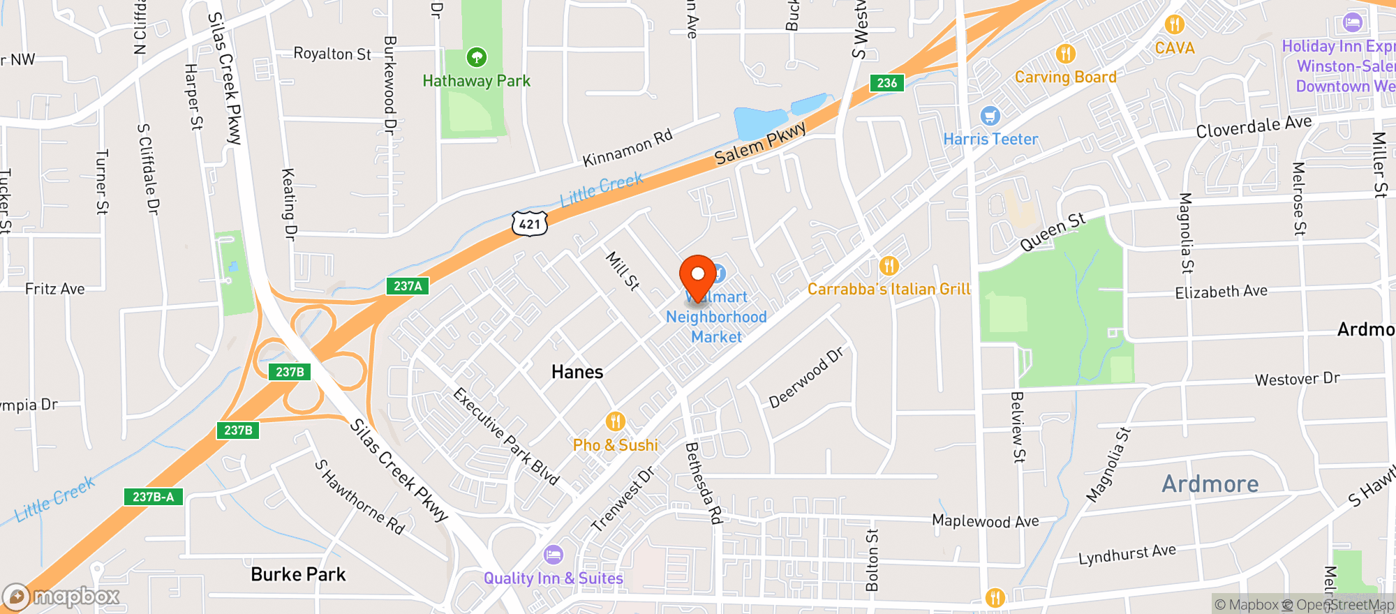Map showing Gnc - 1500 - Hanes Towne Village Shopping Center