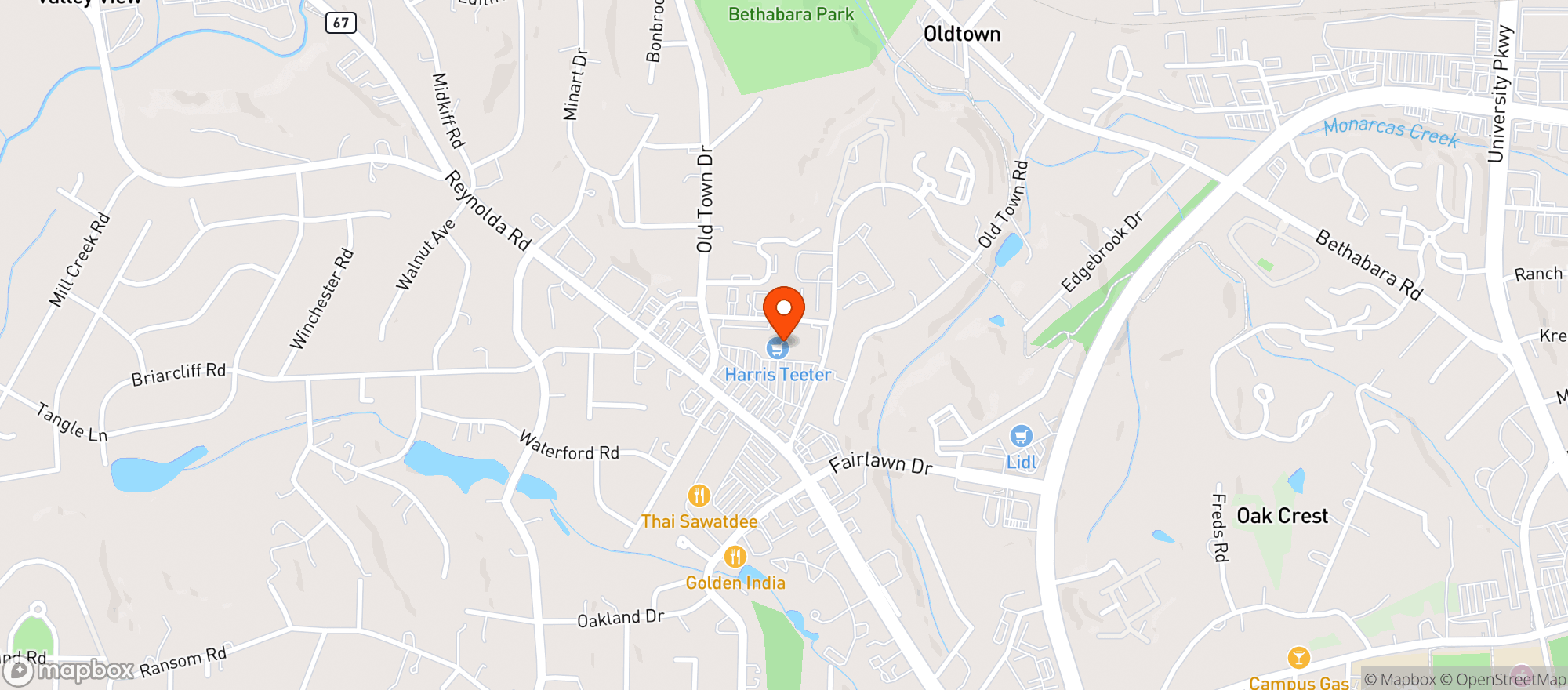 Map showing Harris Teeter
