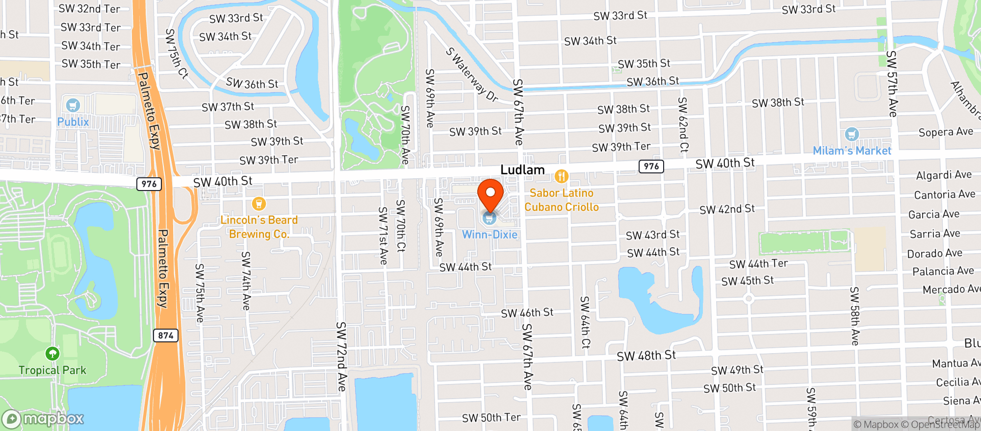 Map showing Winn Dixie Store #249
