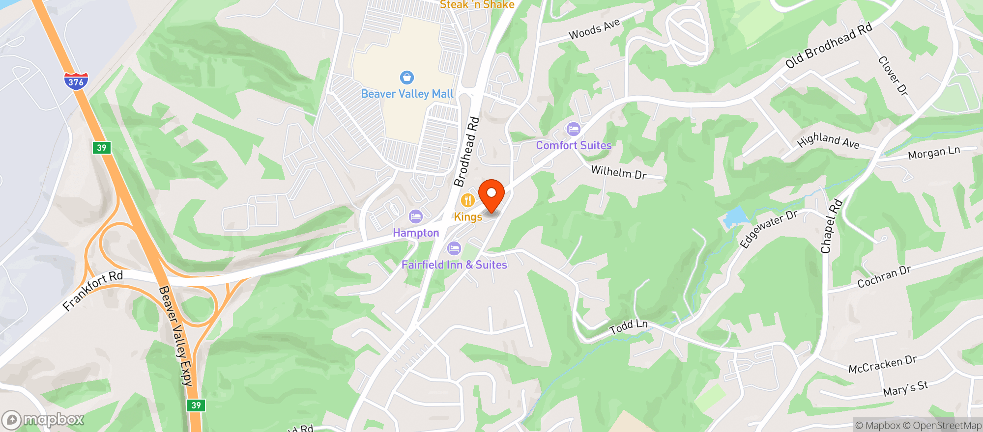 Map showing D&G Pizza