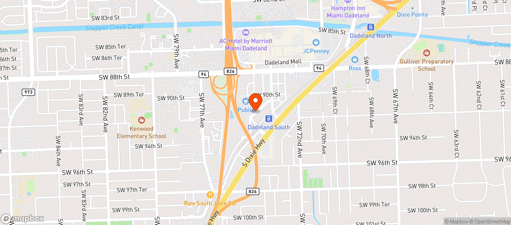 Map showing PUBLIX SUPER MARKET
