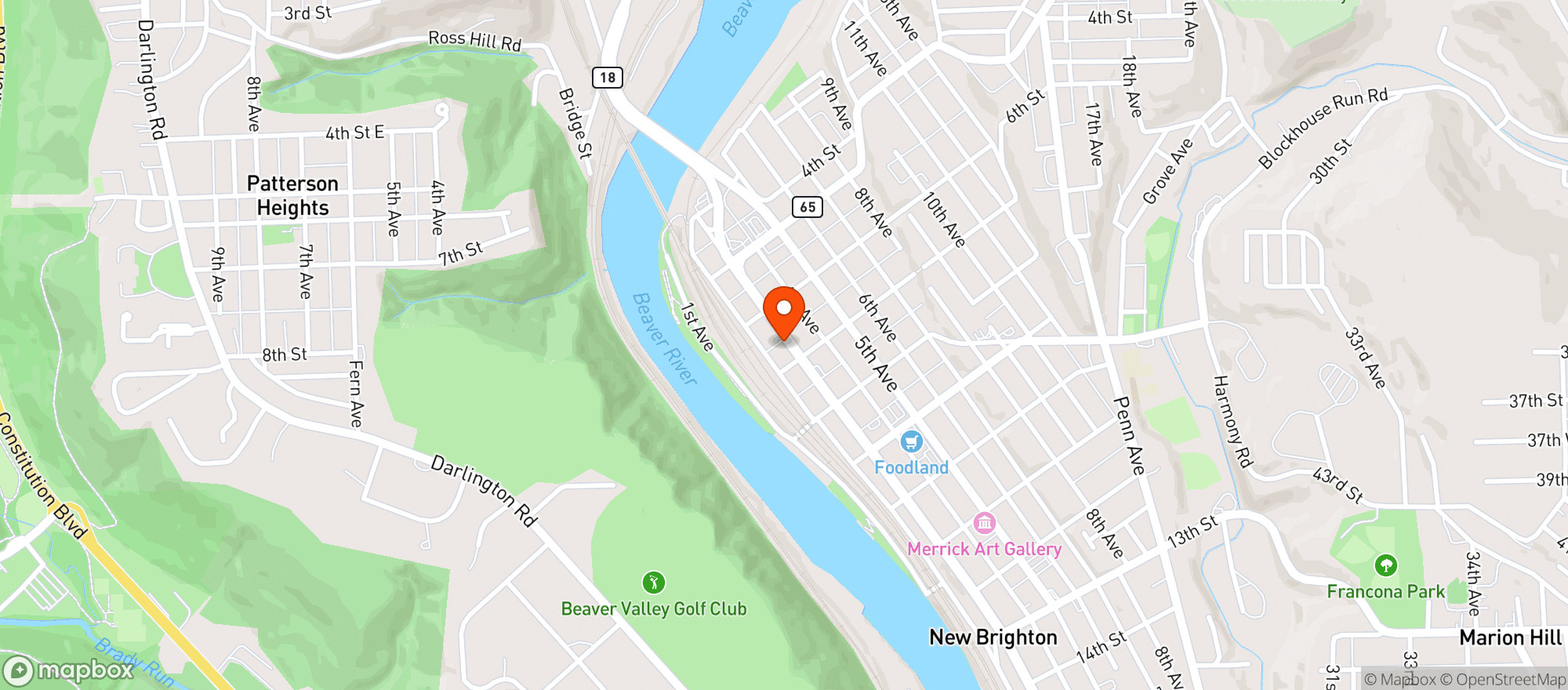 Map showing DeWalt's Health Foods