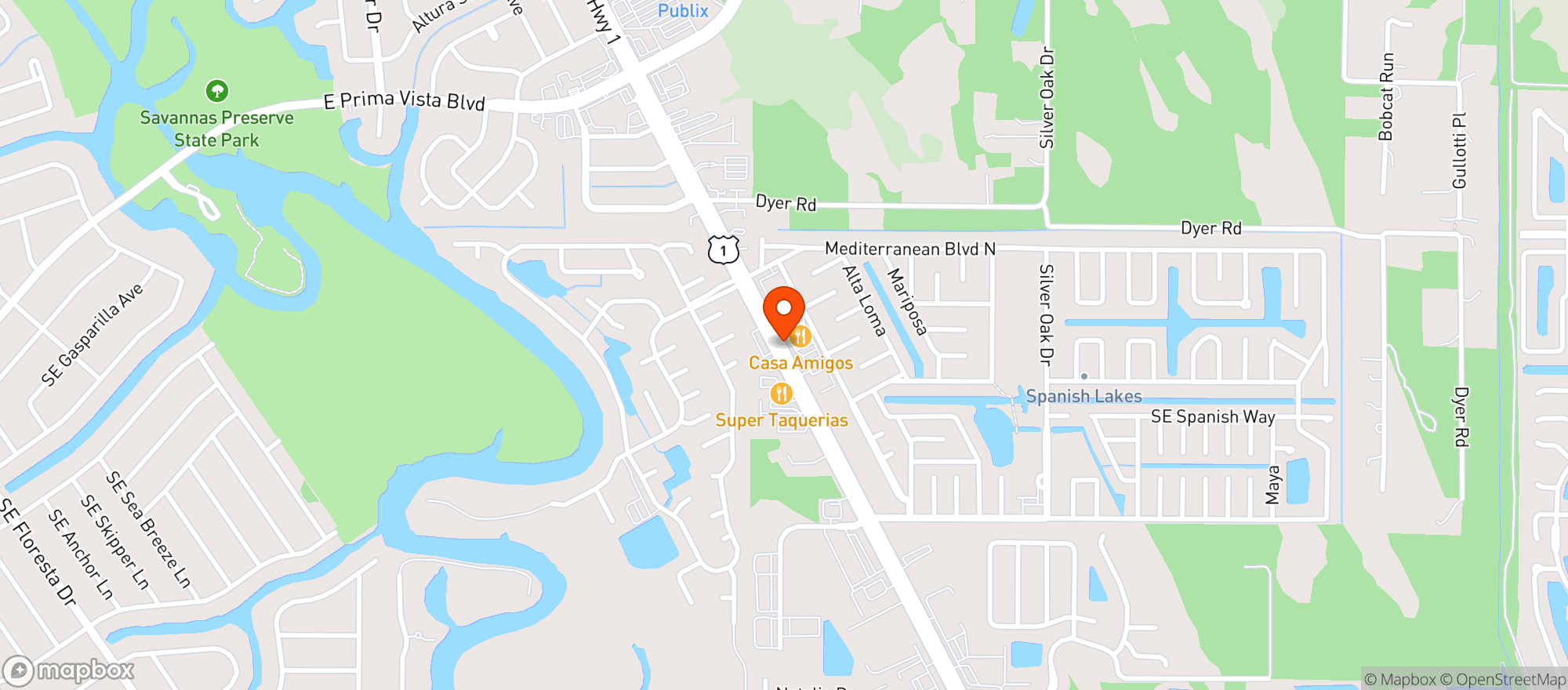 Map showing Casa Amigos Authentic