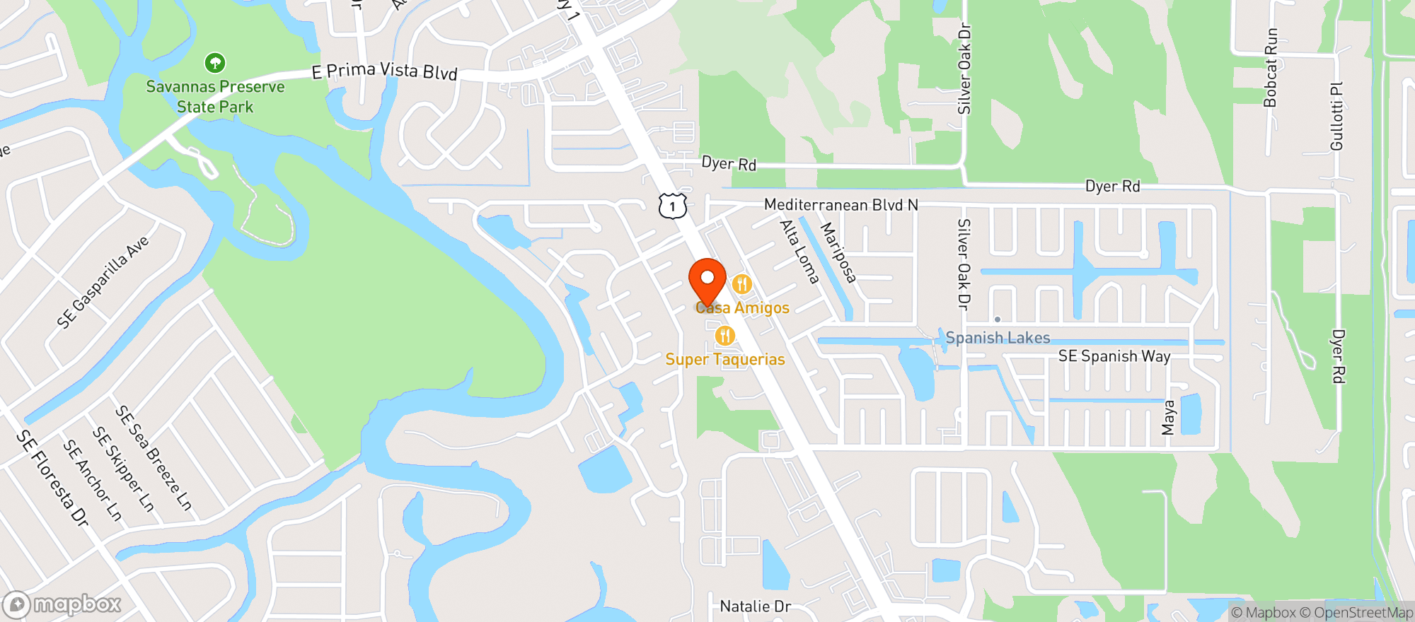 Map showing Triple J Food Mart