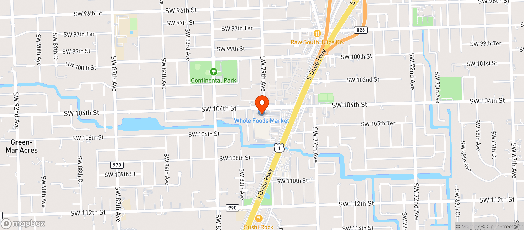 Map showing Whole Foods Market - Dadeland